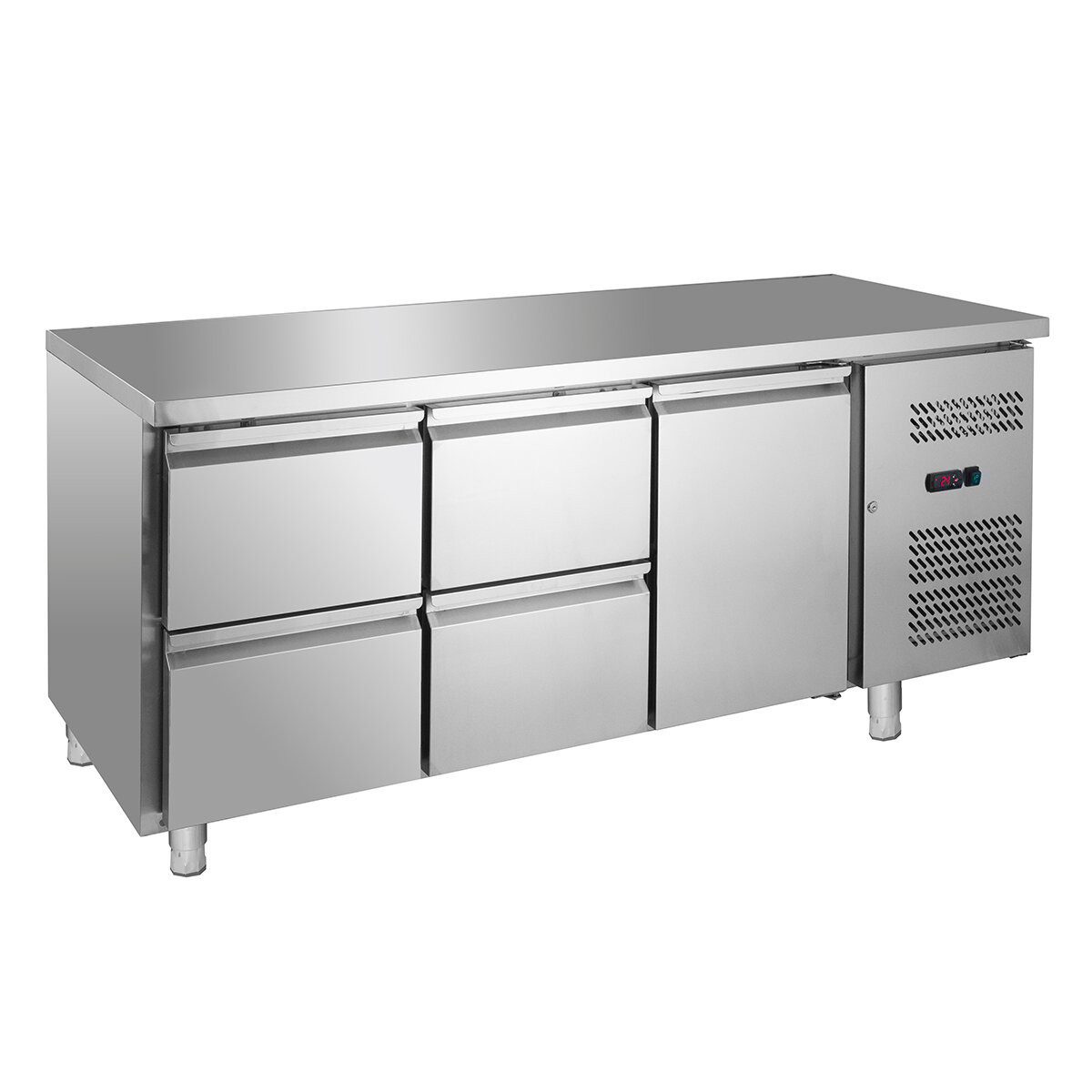 Dönergrill Kühltisch Edelstahl GN 1/1 - 1 Tür 4 Schubladen