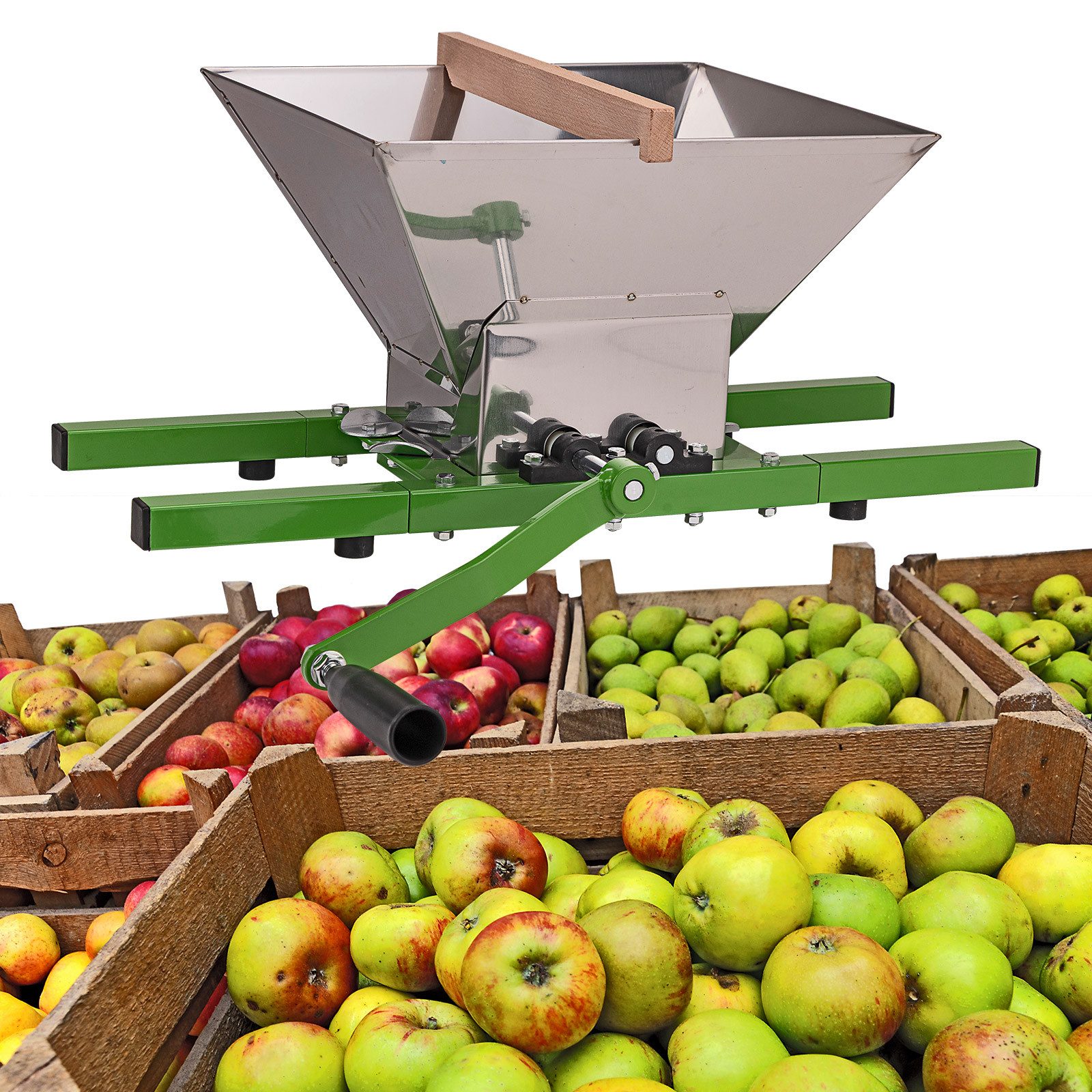 Entsafter Obstmühle Eco, 7 Liter, Edelstahl-Trichter mit Handkurbel