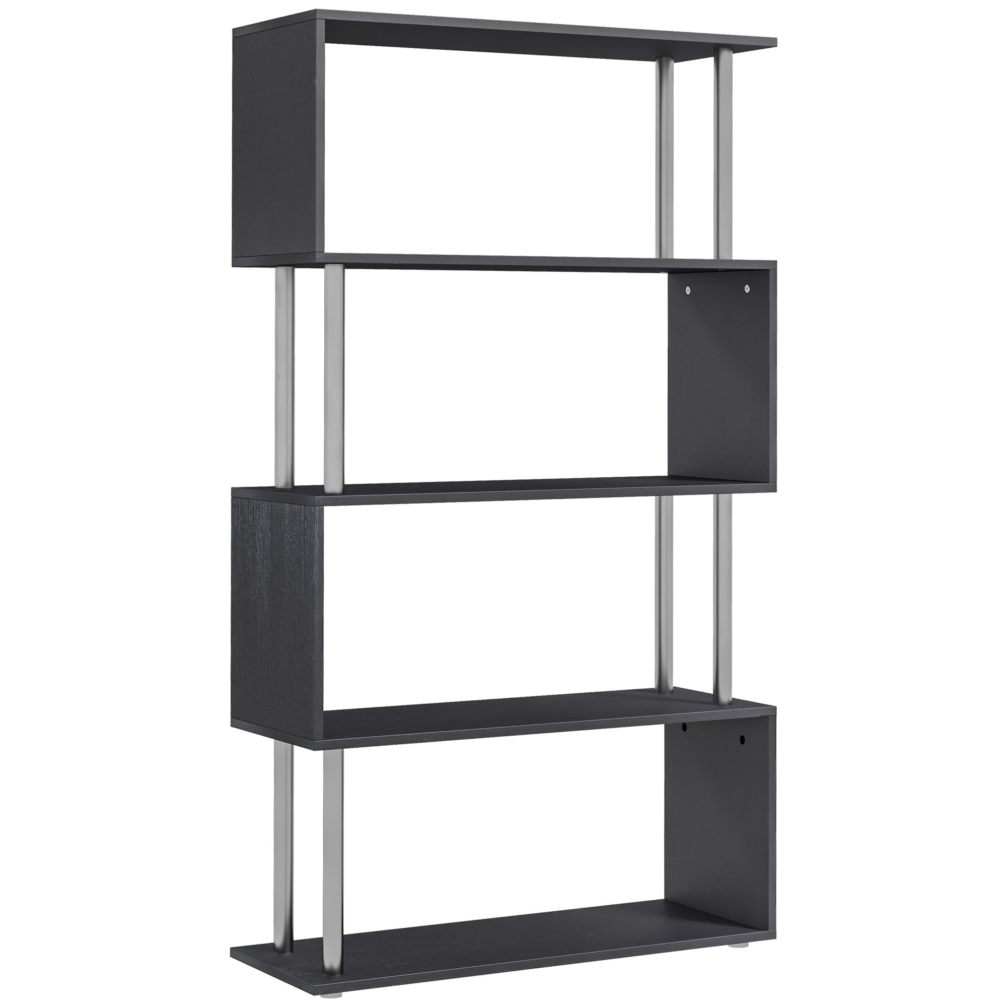 HOMCOM Standregal 4 Fächer Raumteiler Eckregal Wandregal Büroregal Schwarz 80x30x145 cm