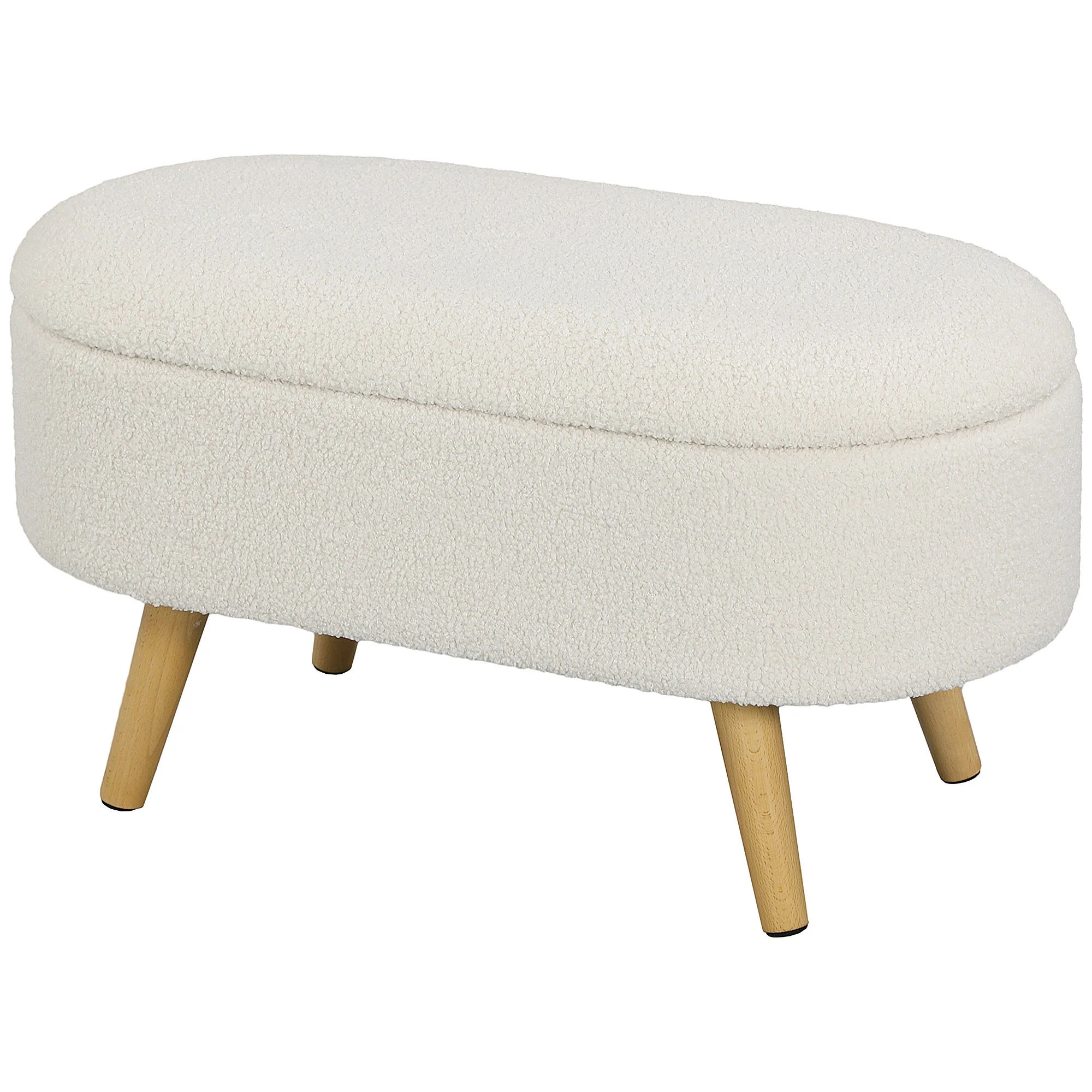 HOMCOM Zitbank met Opbergruimte en Deksel, Voethocker voor Hal, Woonkamer, Slaapkamer, Hout, Stoffen Bekleding, Wit