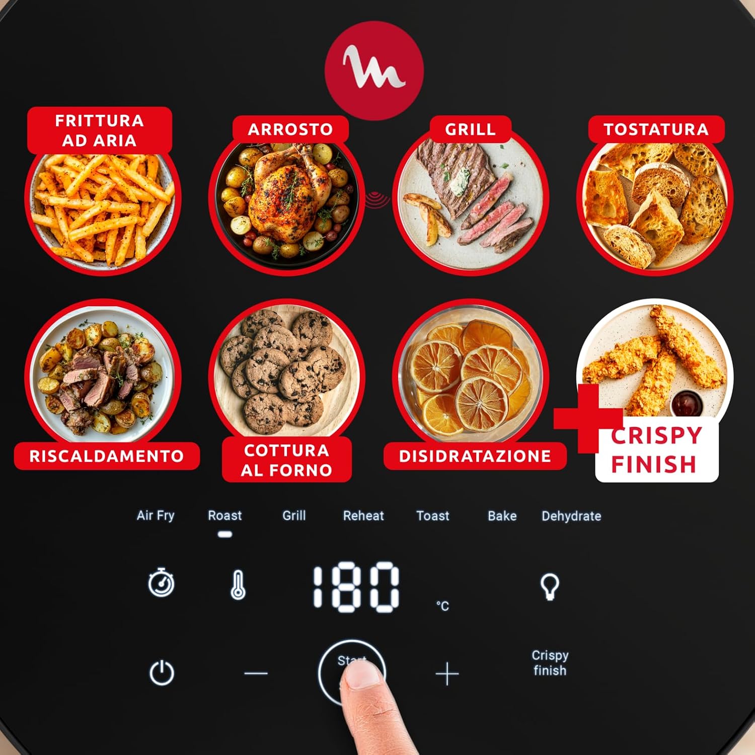 Moulinex Easy Fry Infrared, Friggitrice ad Aria 7L, Coal Grey, EZ832H