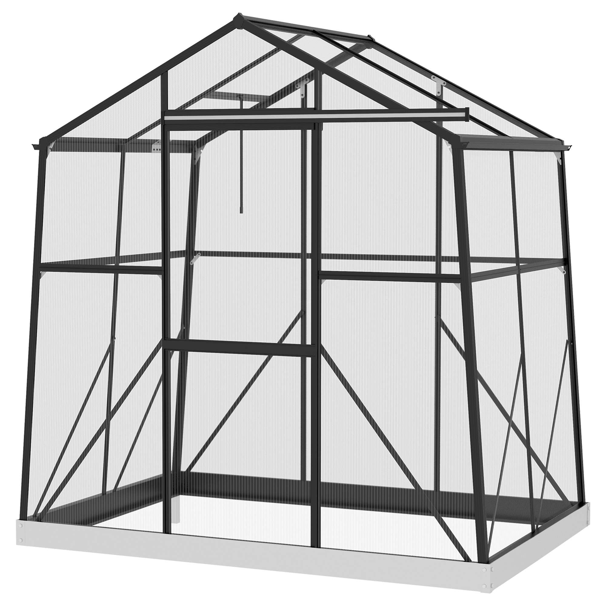 Outsunny Gewächshaus Treibhaus Frühbeet, wetterbeständig, 192 x 131 x 203 cm, Schwarz