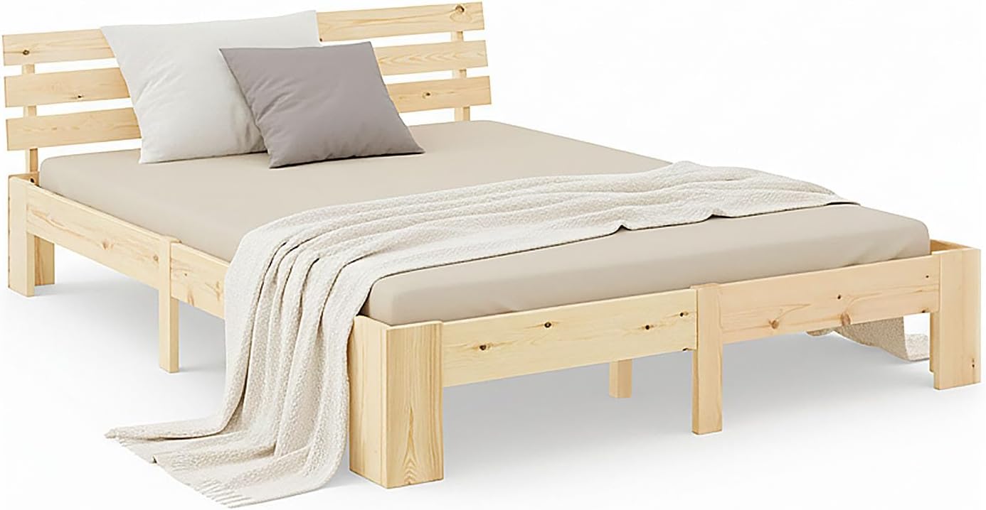 Homestyle4u Bett 180x200 mit Lattenrost Holzbett Massivholz Kiefer Doppelbett Schlafzimmer
