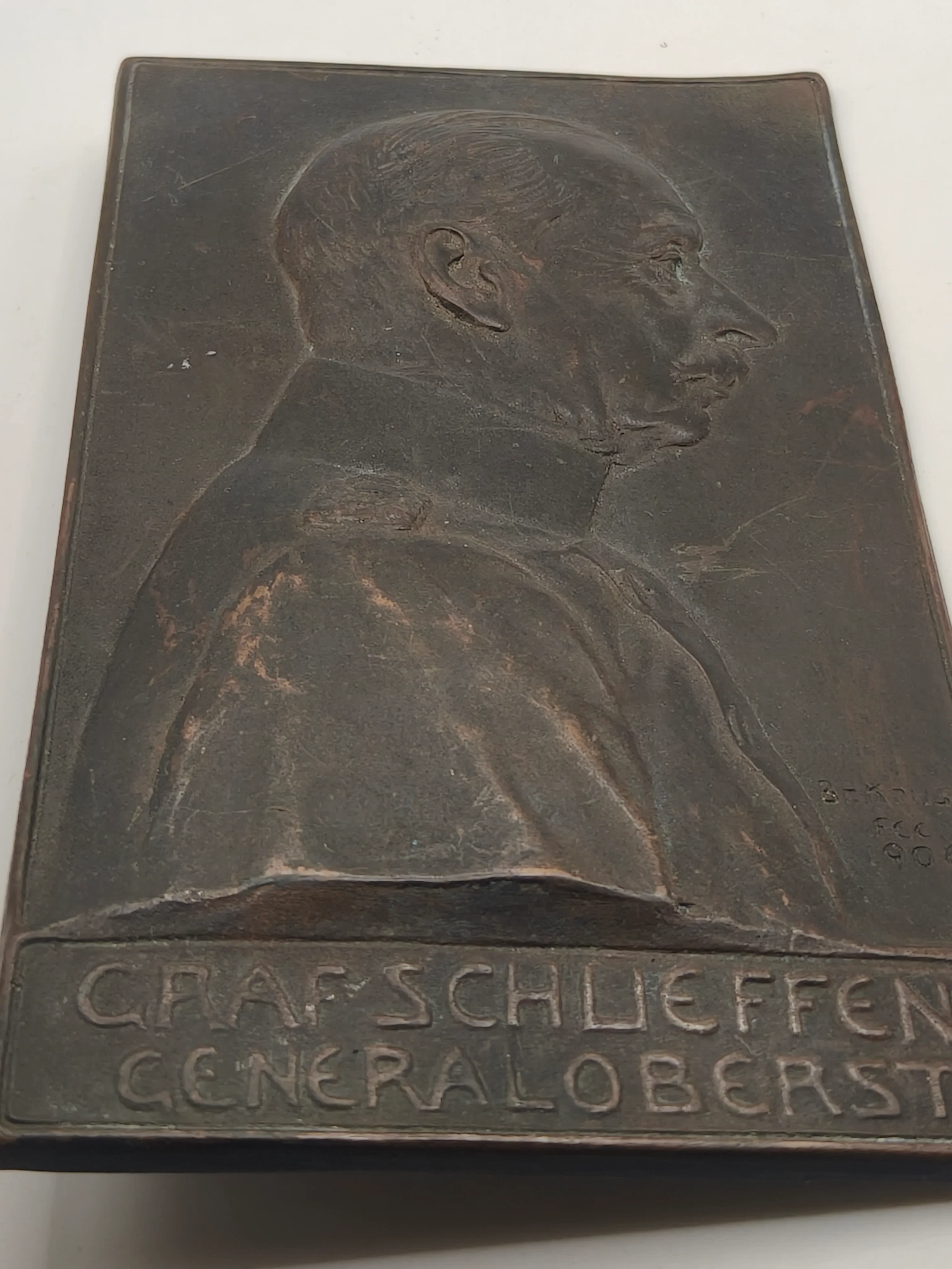 Count Schlieffen Colonel General Bronze Bronze Plaque. Germany IWW