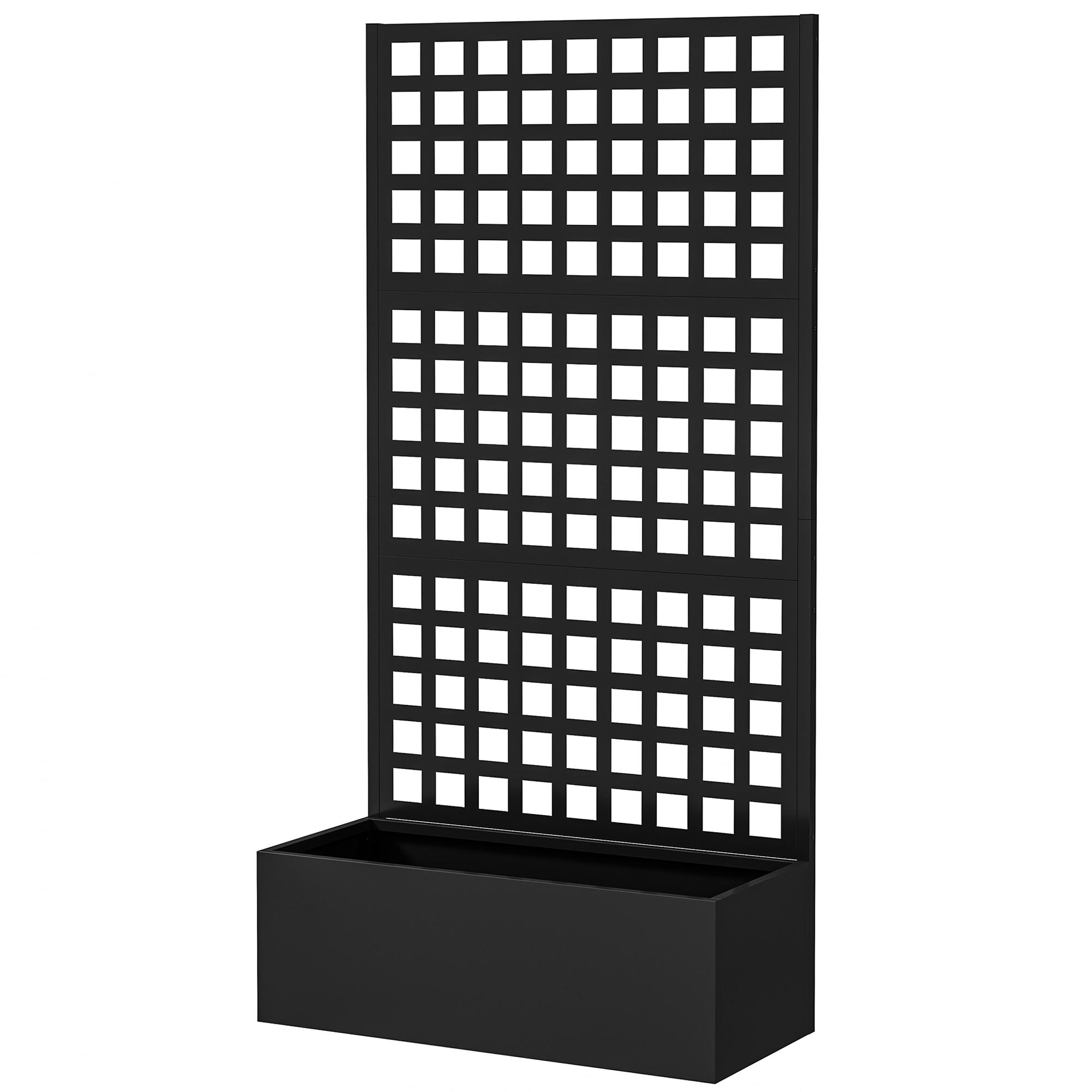 Outsunny Blumenkasten mit Gitter, Sichtschutz, erhöhtes Gartenbeet aus verzinktem Stahl, für Rankenpflanzen, 89x40x178cm, Schwarz