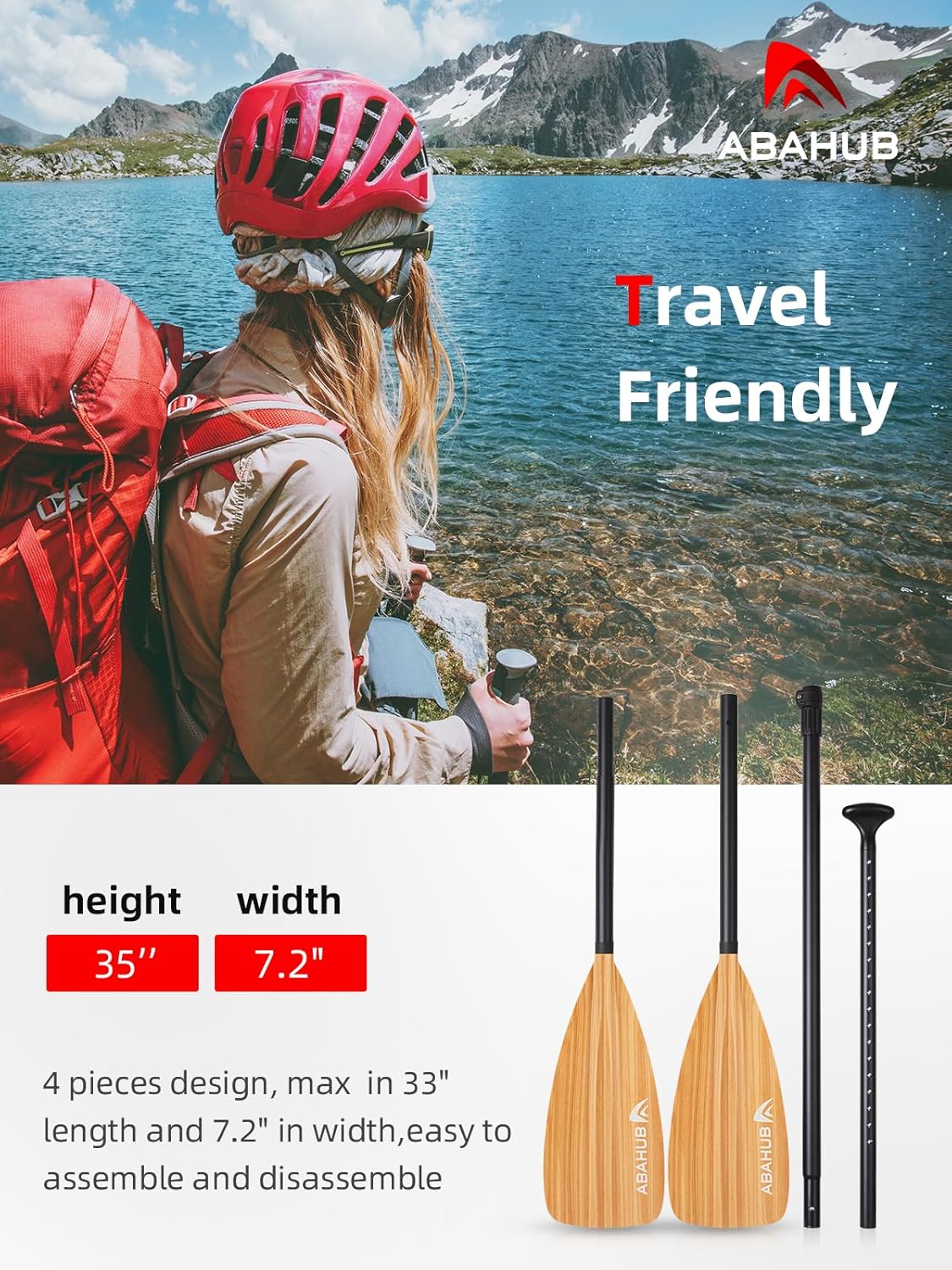 Abahub Pagaia SUP Alluminio Remi SUP Paddle Stand Up Paddle Telescopico 173-213 cm per Tavola da Surf Canoa SUP, Lama in Nylon di Plastica in Nero/Blu/Verde/Rosso/Arancione/Giallo