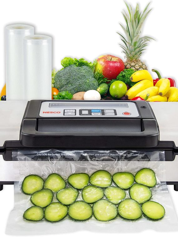 Nesco Deluxe VS 12 Vacuum Sealer, 130W, Includes Kit Bags & Viewing Lid