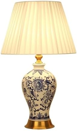 Fernbedienbare dimmbare Nachtlampe, Nachttischlamp Keramik-Tischlampe mit Stoff-Lampenschirm 53x33 Zentimeter 220V-240V