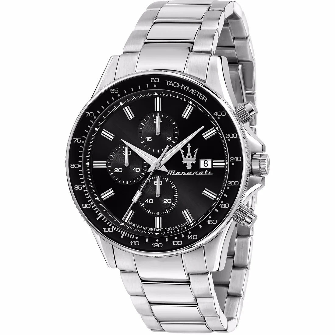 Orologio Maserati Sfida crono quadrante e lunetta nera R8873640015