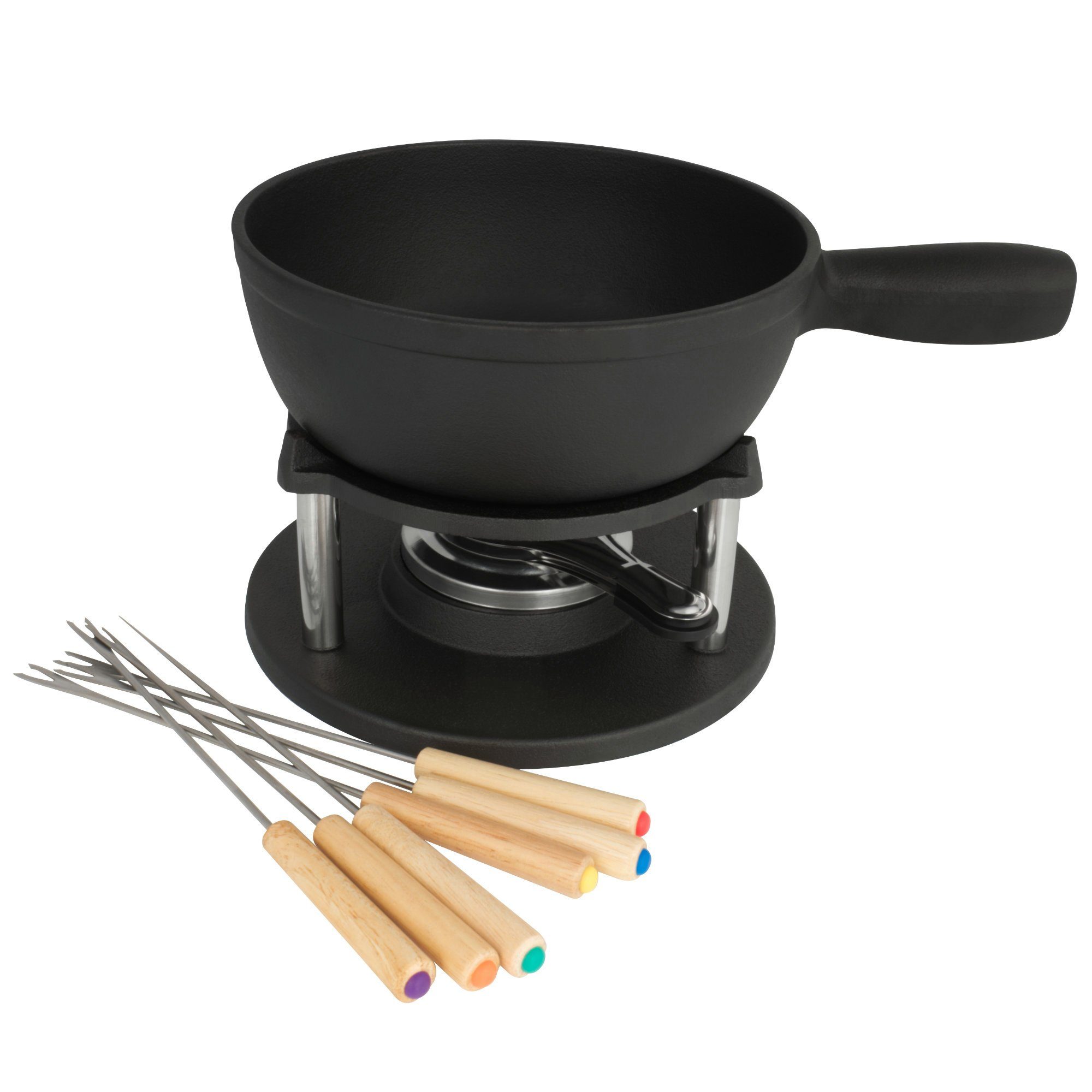 Fondue 9-teiliges Gusseisen Fondue Set für 6 Personen, 2 L, Fondueset