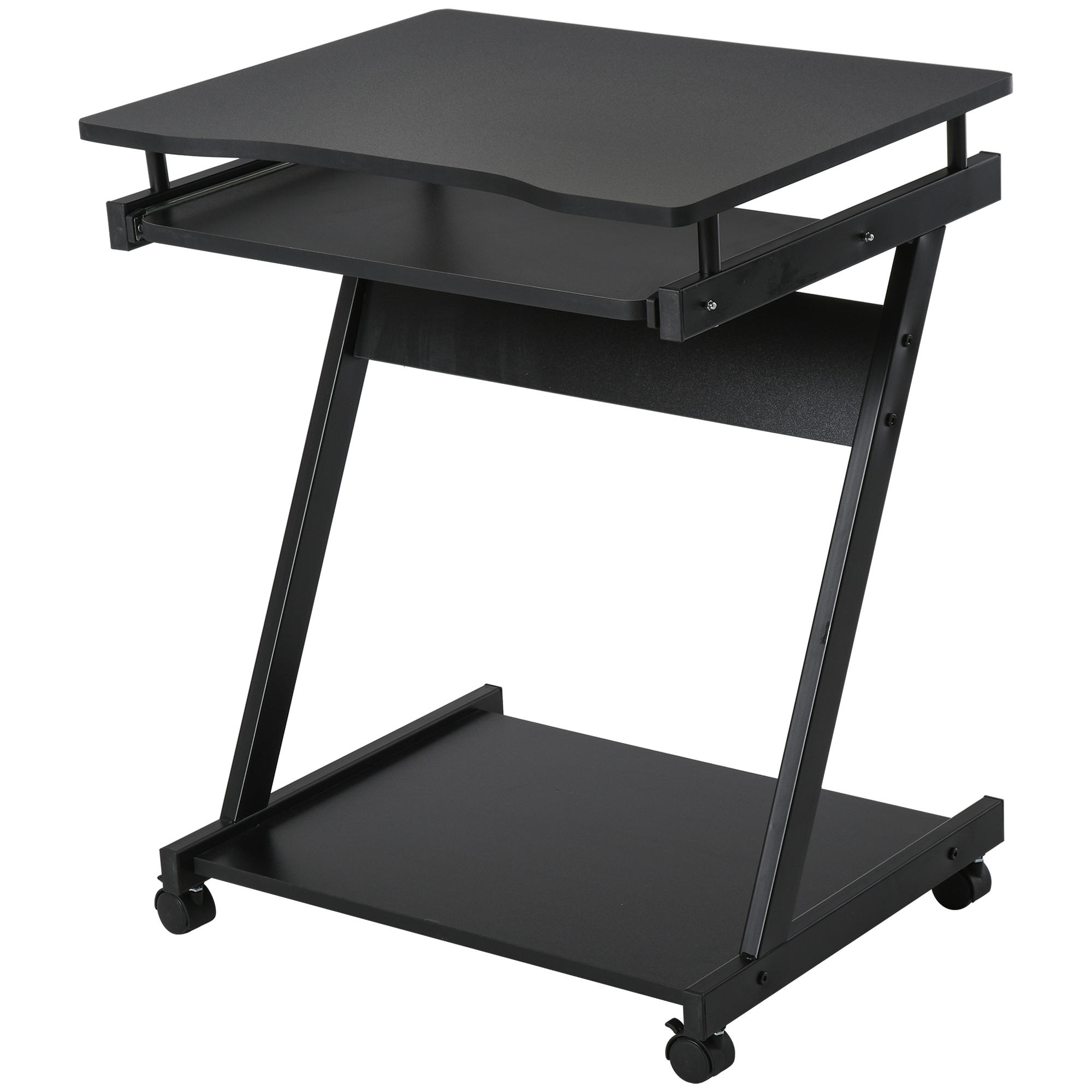 HOMCOM Schreibtisch Computertisch kompakt mit Tastaturablage 60 x 48 x 73cm Schwarz
