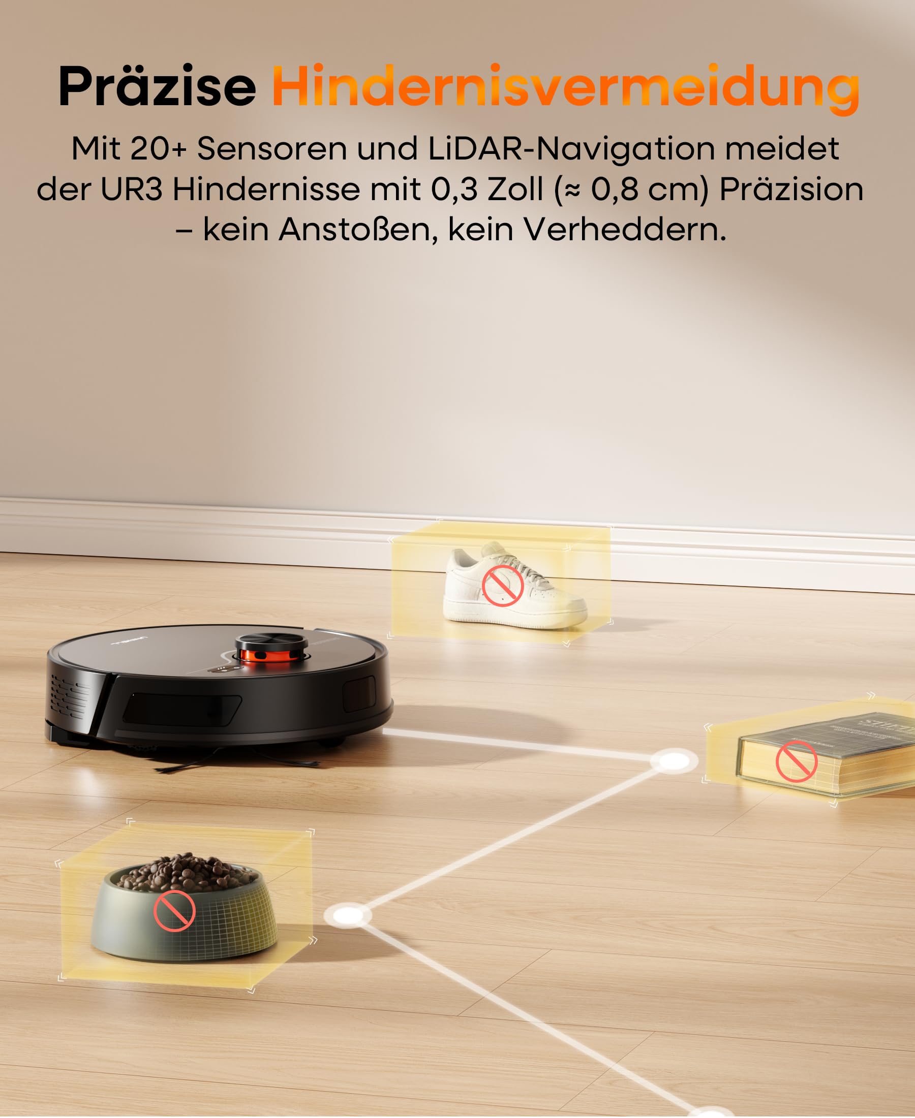 Saugroboter mit Wischfunktion und Absaugstation, 8000Pa, UR3, 3,5L Staubbehälter, 200 Minuten Laufzeit
