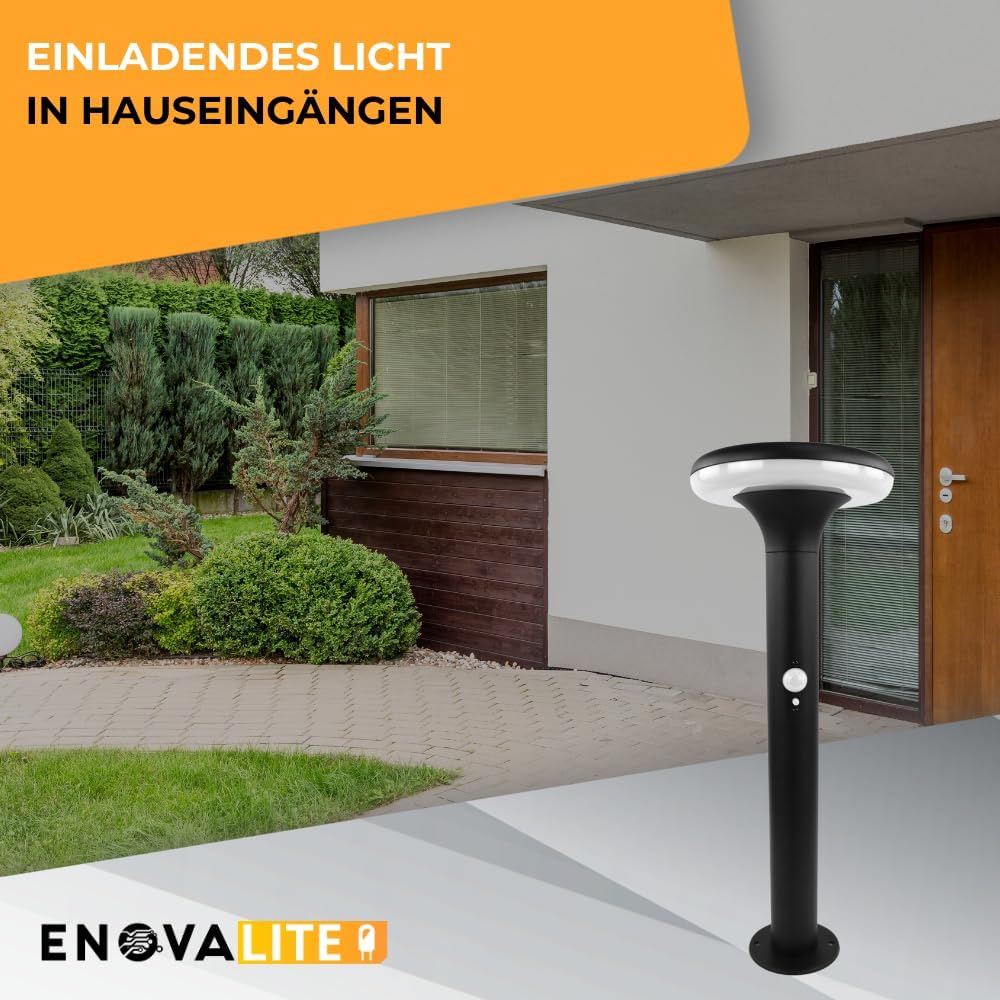 4er Set Solar Wegeleuchte mit Bewegungsmelder - 3 Lichtmodi - 3000K Warmweiß - IP54 wetterfest - Aluminium - runde LED Außenleuchte Pollerleuchte Garten Terrasse