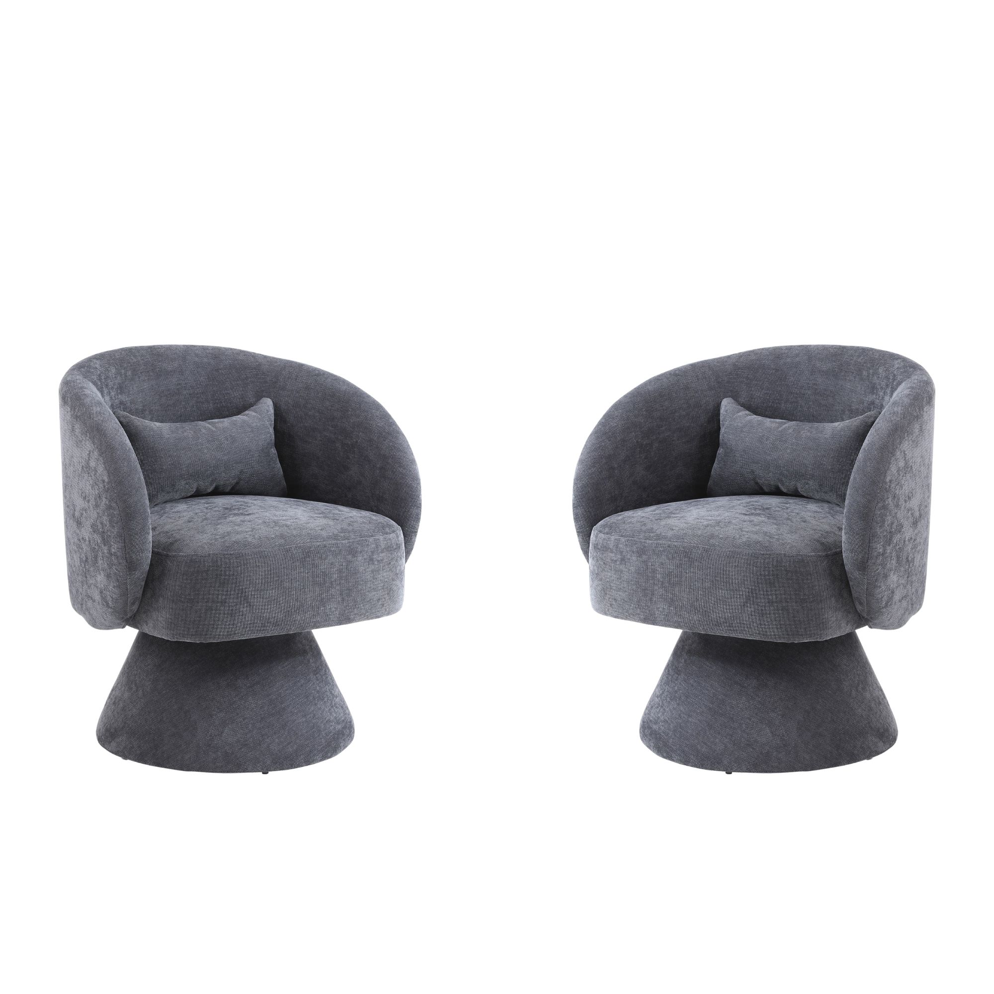 Drehstuhl Set 2 modern Freizeitstühle, 360° Drehbar, 67x61x78 cm, Wohn- und Schlafzimmer, Grau
