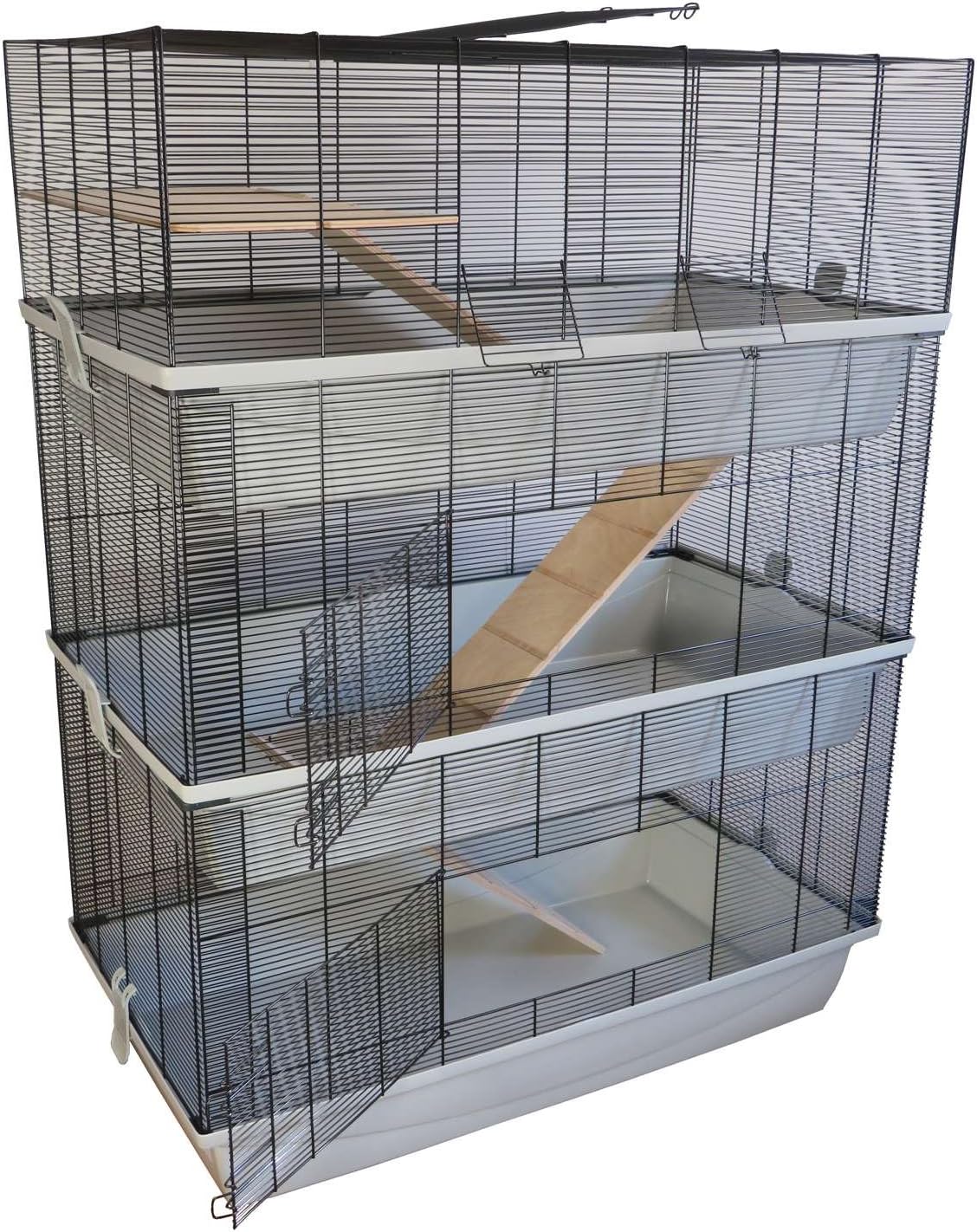 PETGARD Kleintier-K?fig Carlos Sky - XXL Hasen-K?fig - 3-st?ckiges Nager-Haus - Hamsterk?fig mit Holzleitern - M?usek?fig 98 x 52 x 129 cm