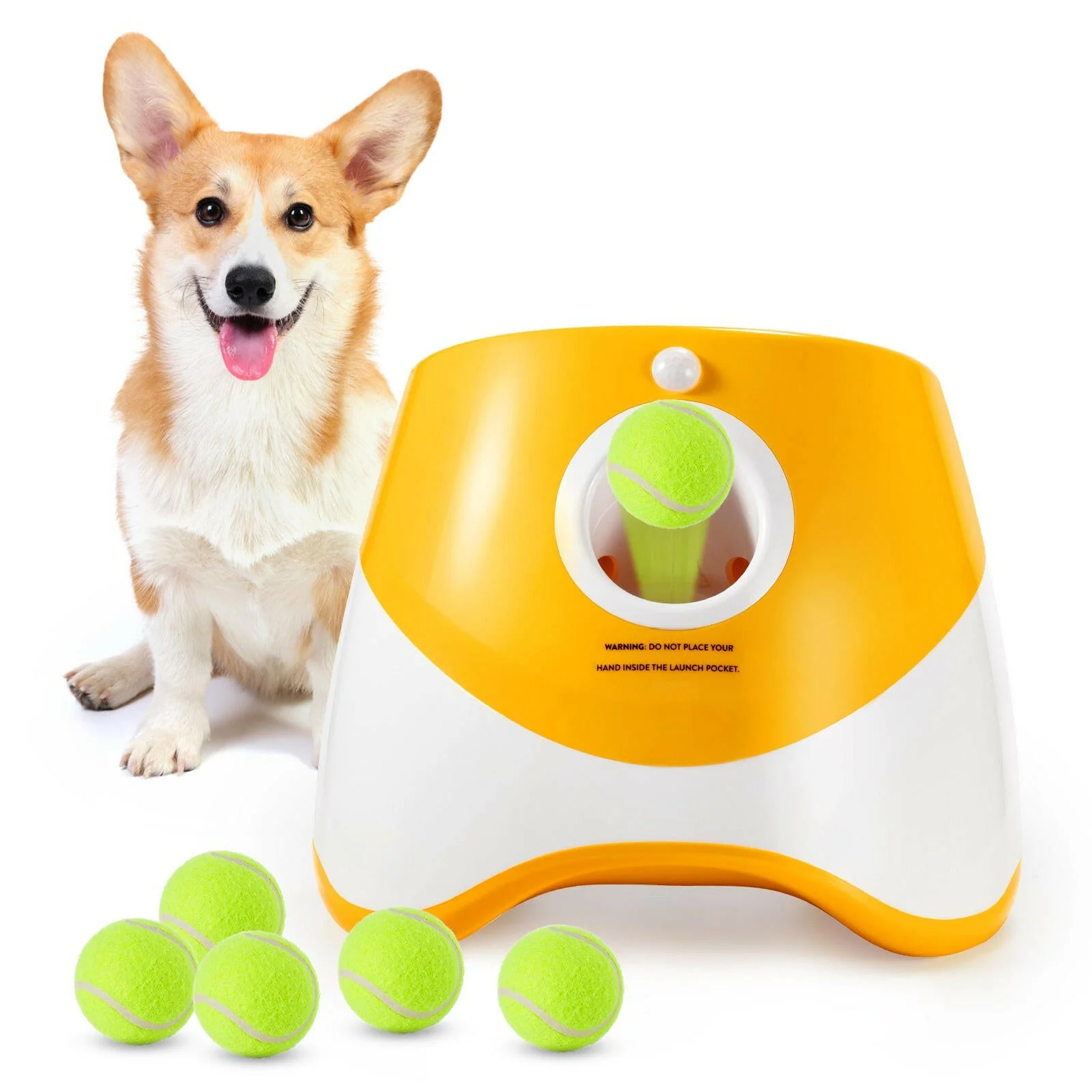 Automatic Ball Launcher for Dogs �C 3 Distance Settings & 6 Balls Included
