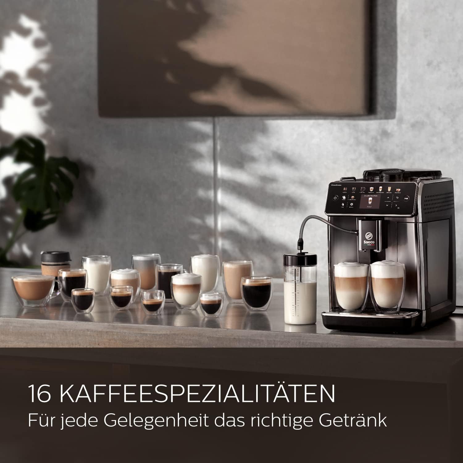 Saeco GranAroma Fully Automatic Espresso Machine, 16 Beverages, 6 User Profiles, Colored TFT Display, Metal Front, SM6585/00