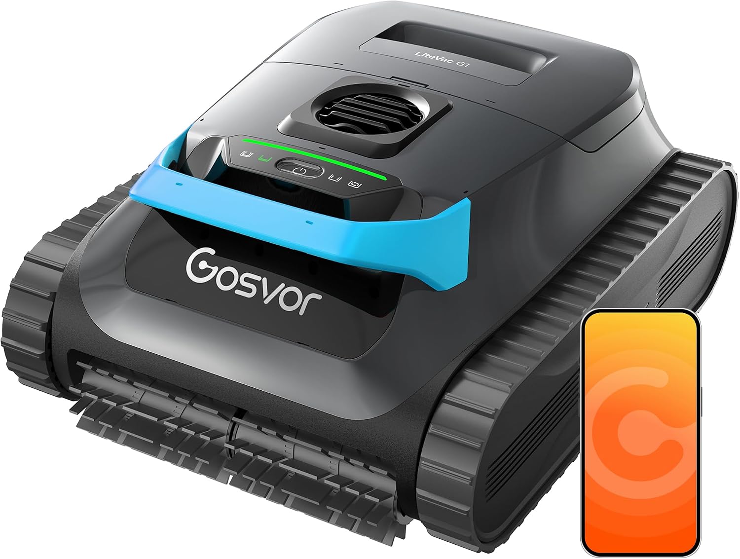 (2026 Neu) Gosvor Poolroboter Wand und Boden, Wasserlinie, Flachzone 4-in-1, Bis zu 200 Min. Laufzeit, Leichtgewicht 6,9 KG, 3μm Ultrafeiner Filter, Poolsuager Akku für Pools bis zu 200 m², Orange