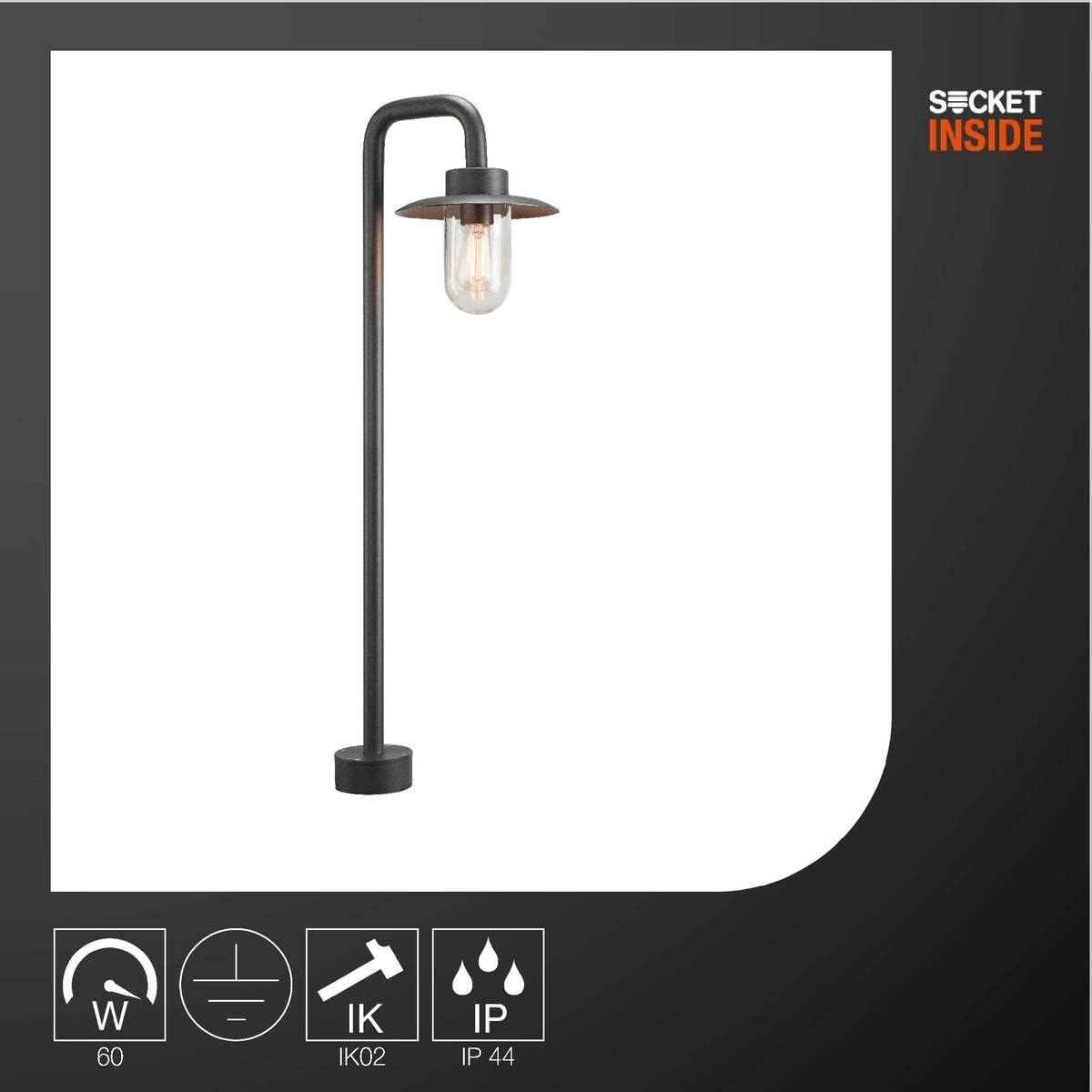 SLV LED Pollerleuchte MOLAT, Laterne | Standleuchte Außen-Beleuchtung im Industrie-Design | Outdoor Wege-Leuchte, Kandelaber, Sockellampe, Garten-Beleuchtung, Gartenleuchte | E27, max. 60W
