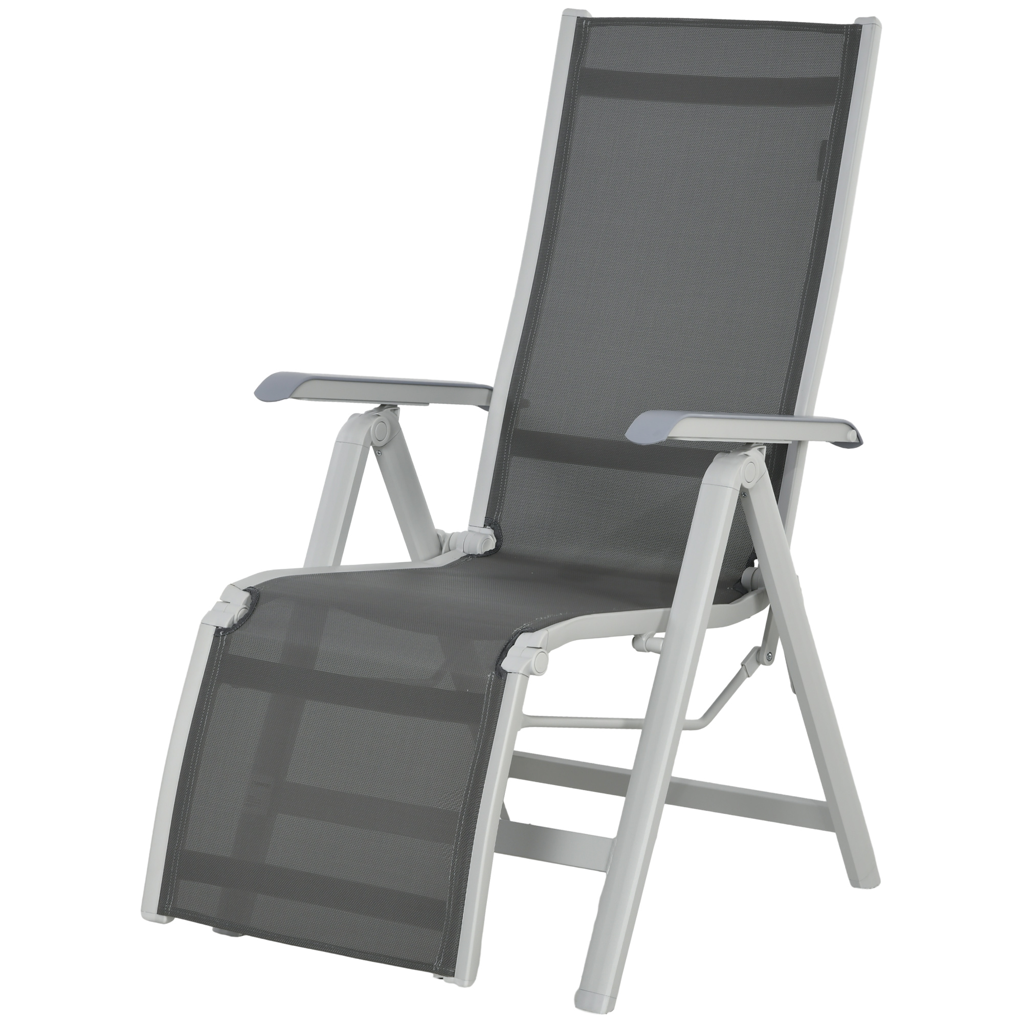 Outsunny Gartensessel Outdoor-Loungesessel Gartenliege, wetterbeständig, 62cm x 96cm x 108cm, Grau + Weiß