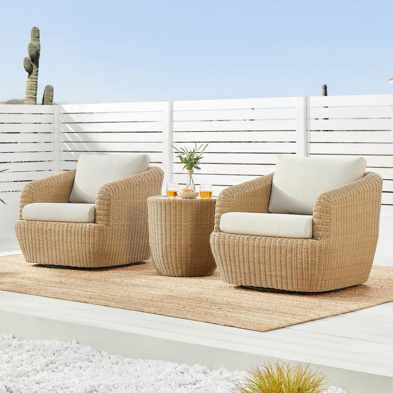 3 Pieces Patio Wicker Furniture Set