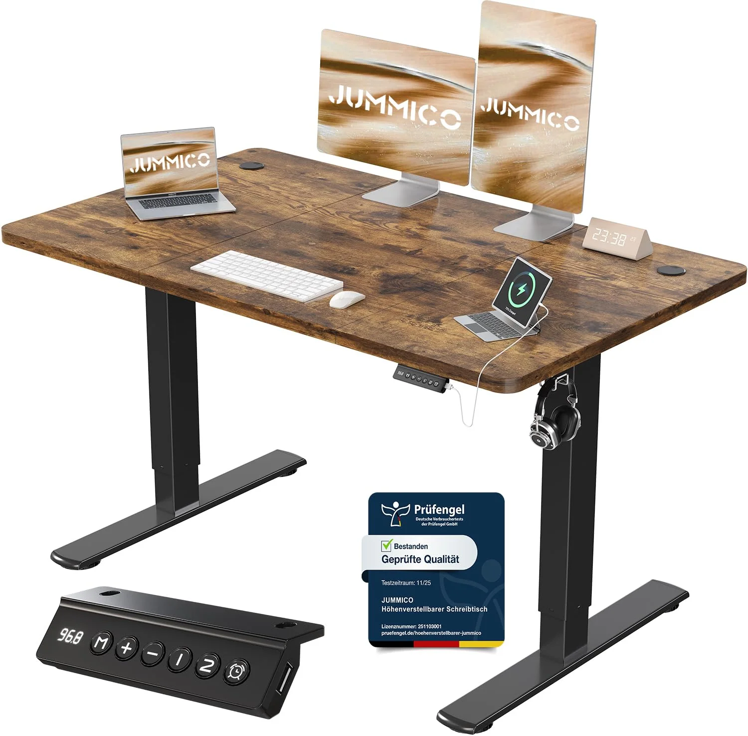 JUMMICO Elektrisch höhenverstellbarer Schreibtisch mit USB-Anschluss