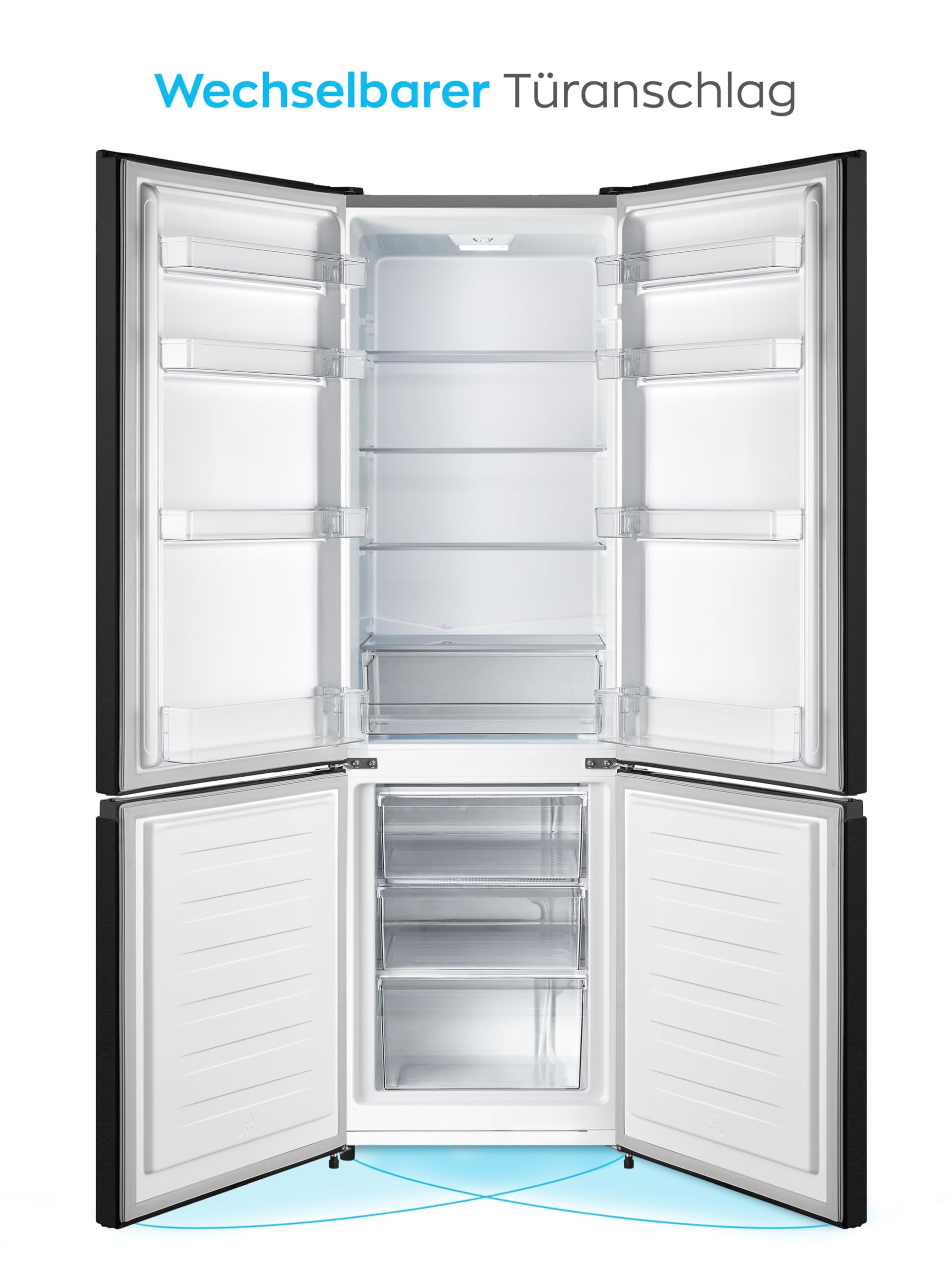 Kühlgefrierkombination 269 Liter 197 Liter Kühlvolumen 71 Liter Gefriervolumen Energieeffizienzklasse E 39 dB LED-Beleuchtung 180 x 55 x 55,8 cm