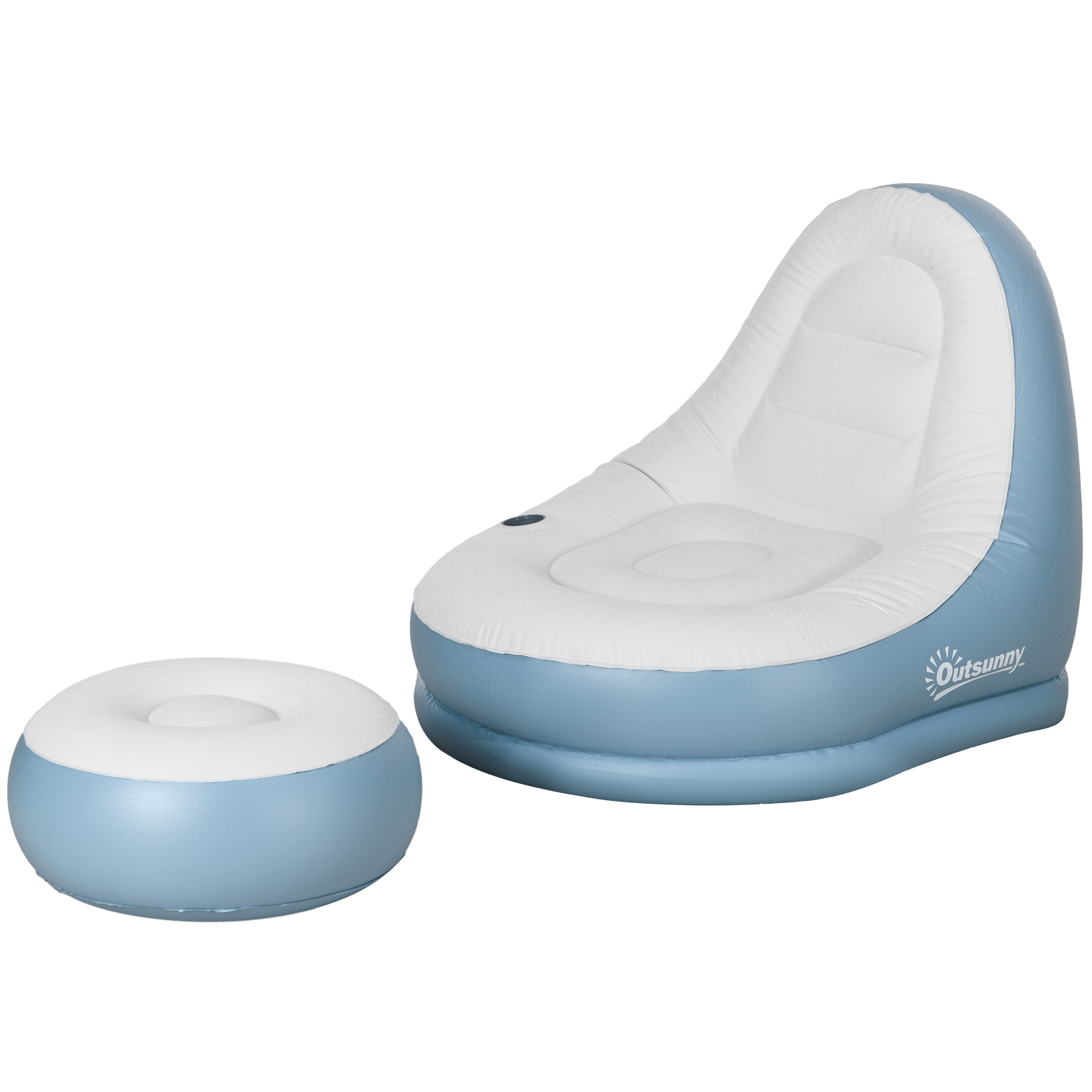 Outsunny Aufblasbarer Sessel Luftsessel Outdoor-Sessel, 125 x 100 x 87cm, Weiß + Blau
