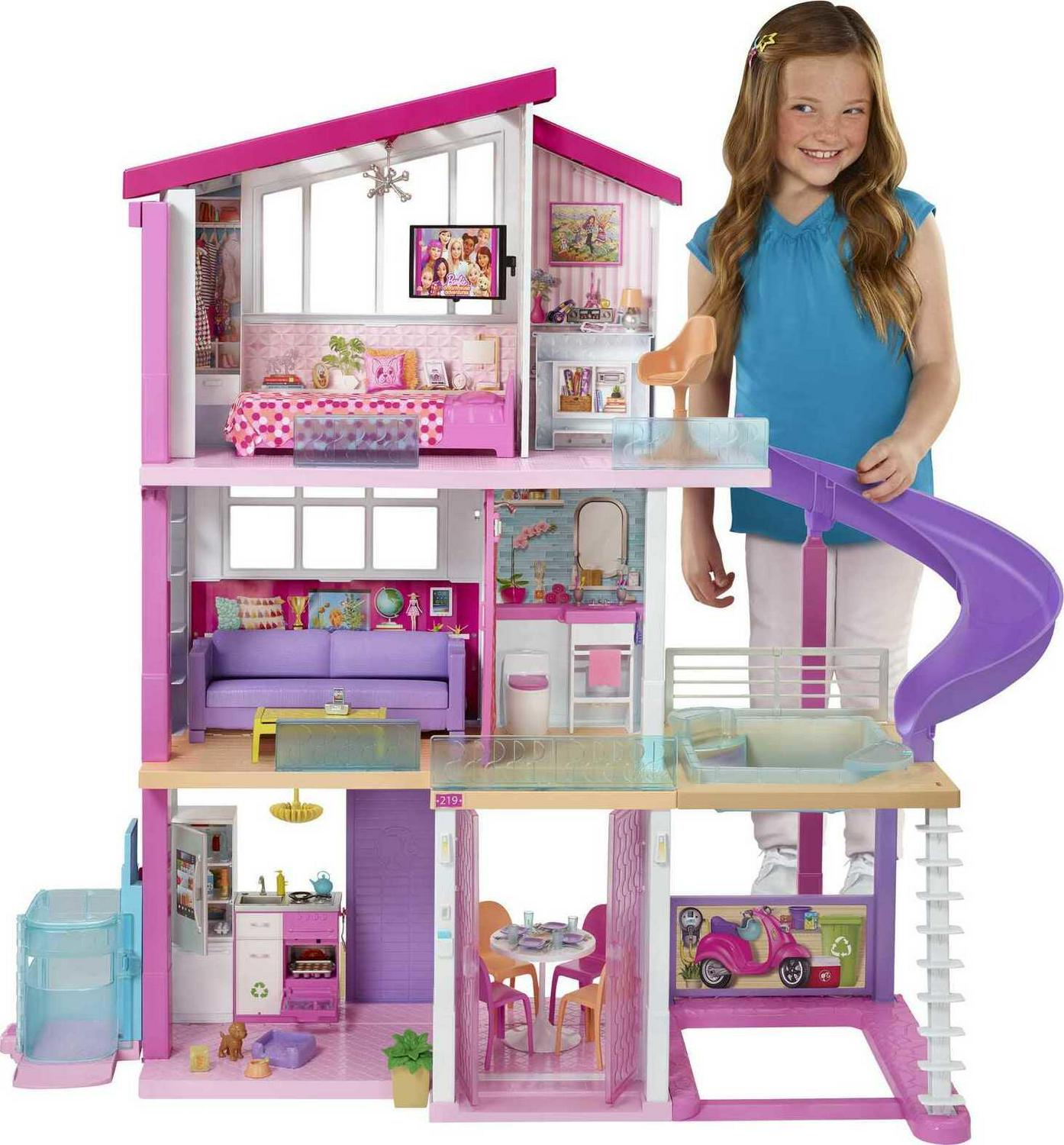 2025 Barbie Droomhuis Poppenhuis met meer dan 70 Accessoires, Werkende Lift, Licht en Geluiden