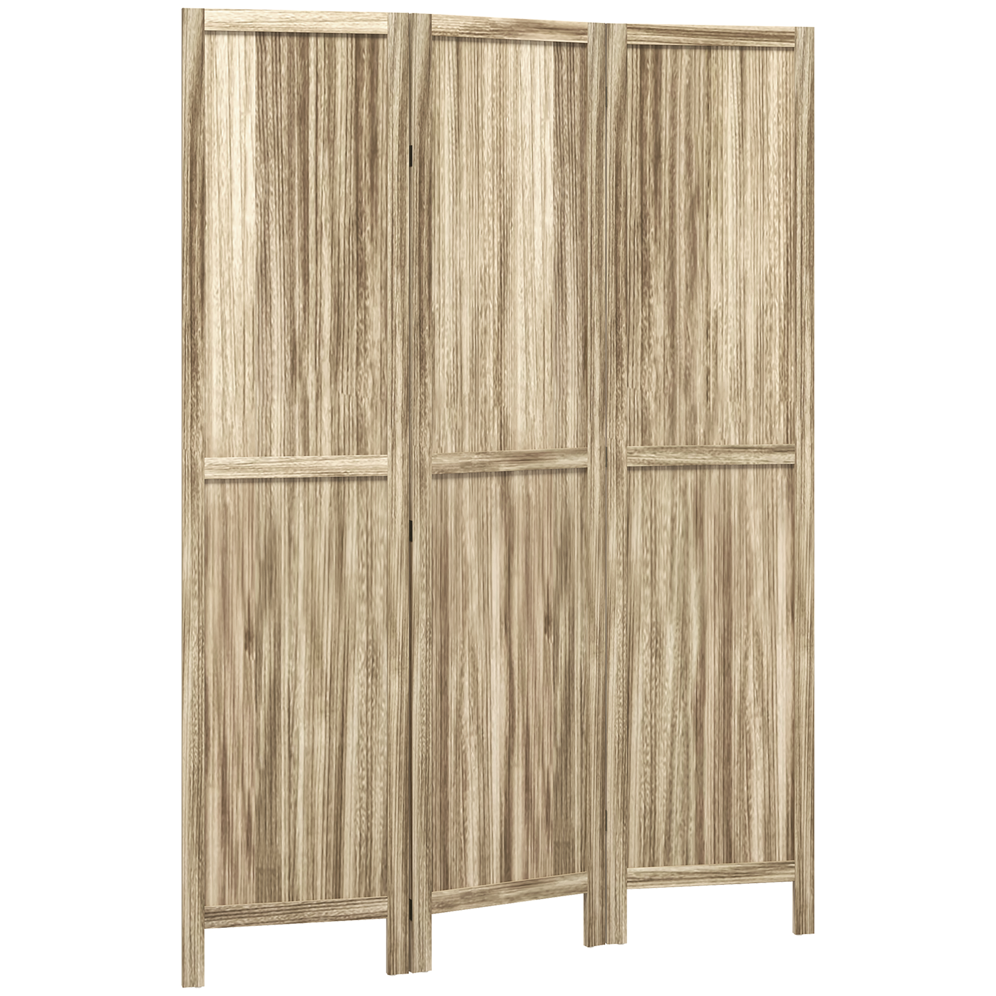 HOMCOM Paravent aus Paulownia-Holz 3 Panels 120 x 170 cm Raumteiler faltbare Trennwand - Naturholz