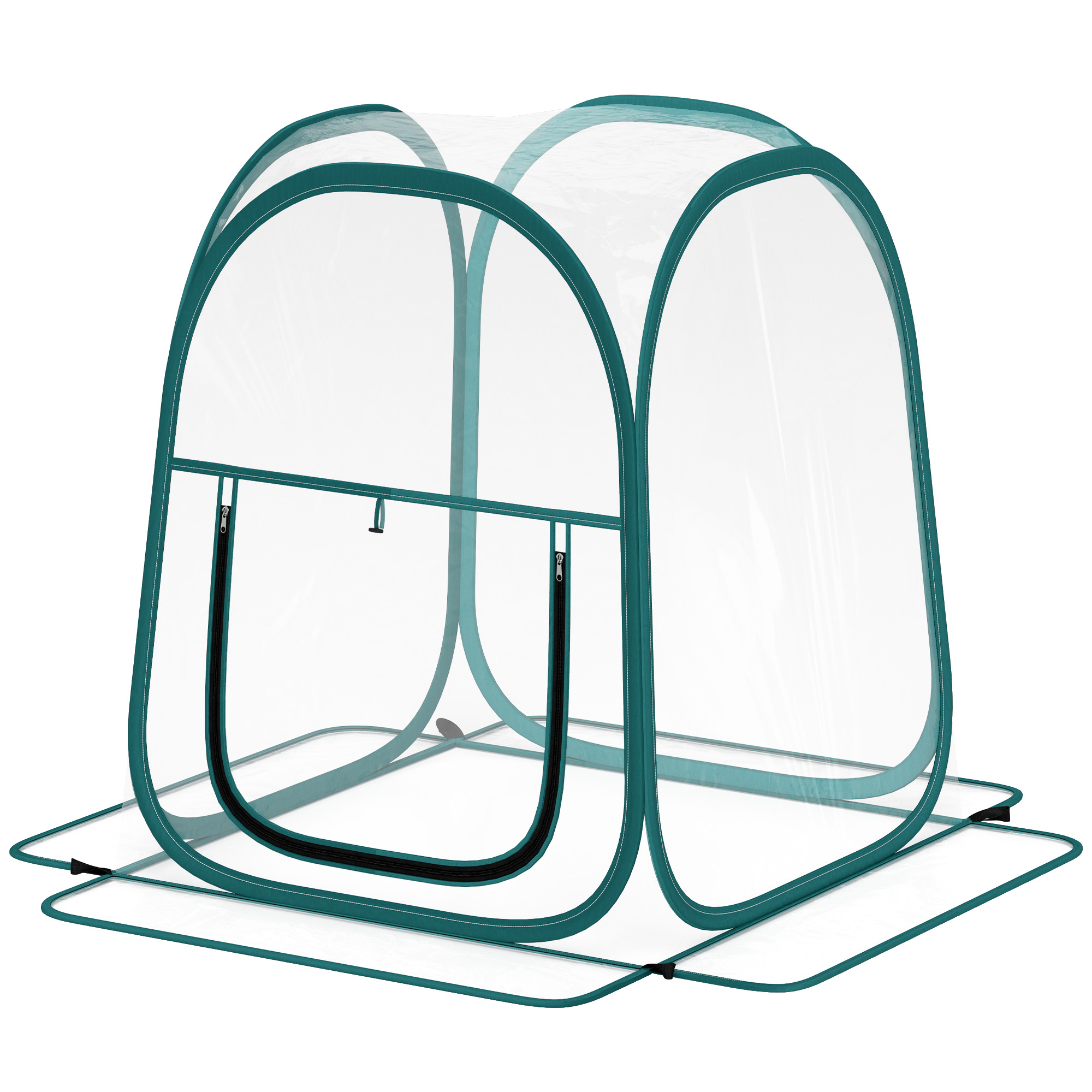 Outsunny Mini Pop-Up-Gewächshaus mit Kunststoffabdeckung, ausrollbarem Fenster und Tasche, 70x70x80 cm, Transparent