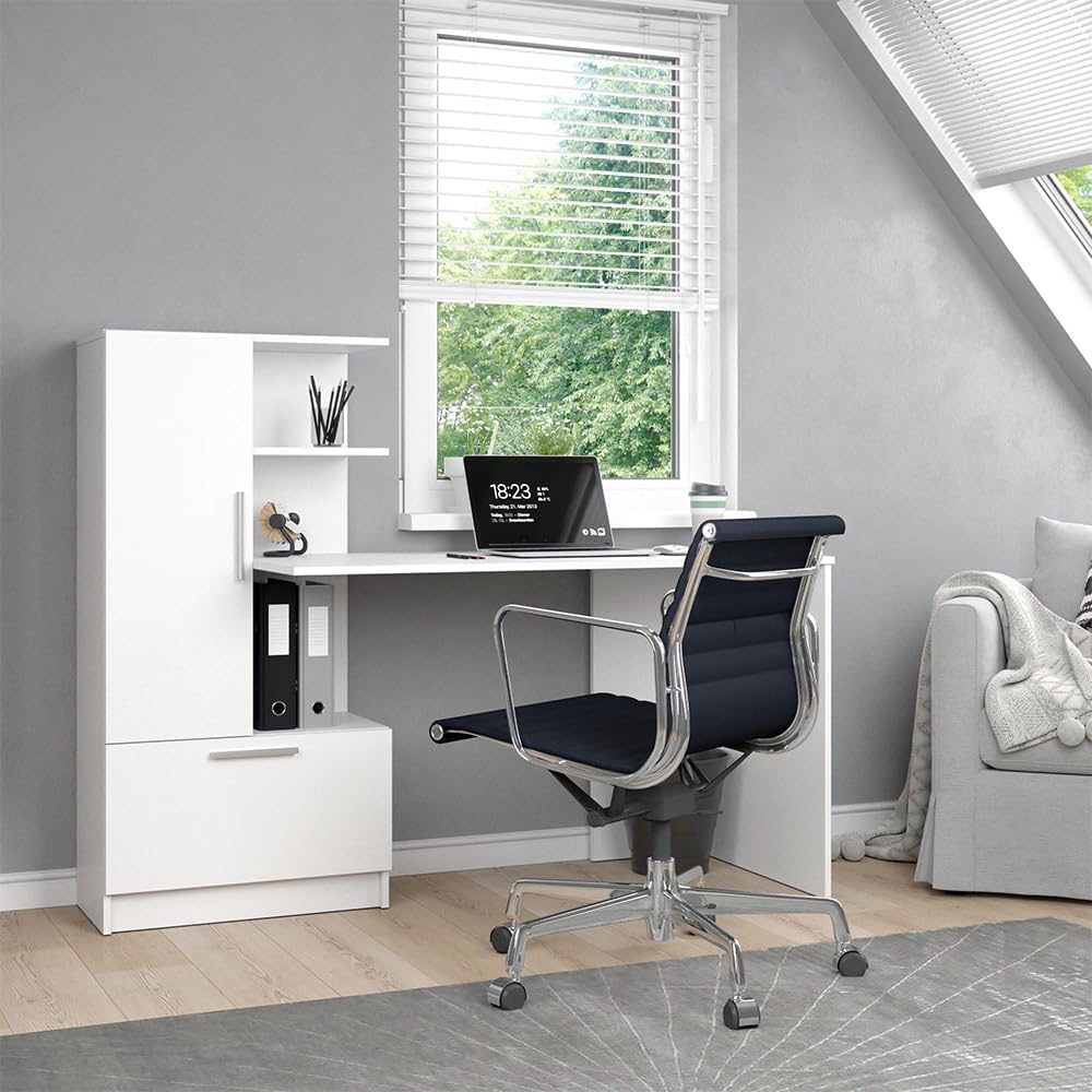 Vicco Scrivania con ripiani Tomy, Bianco, 150 x 59.3 cm