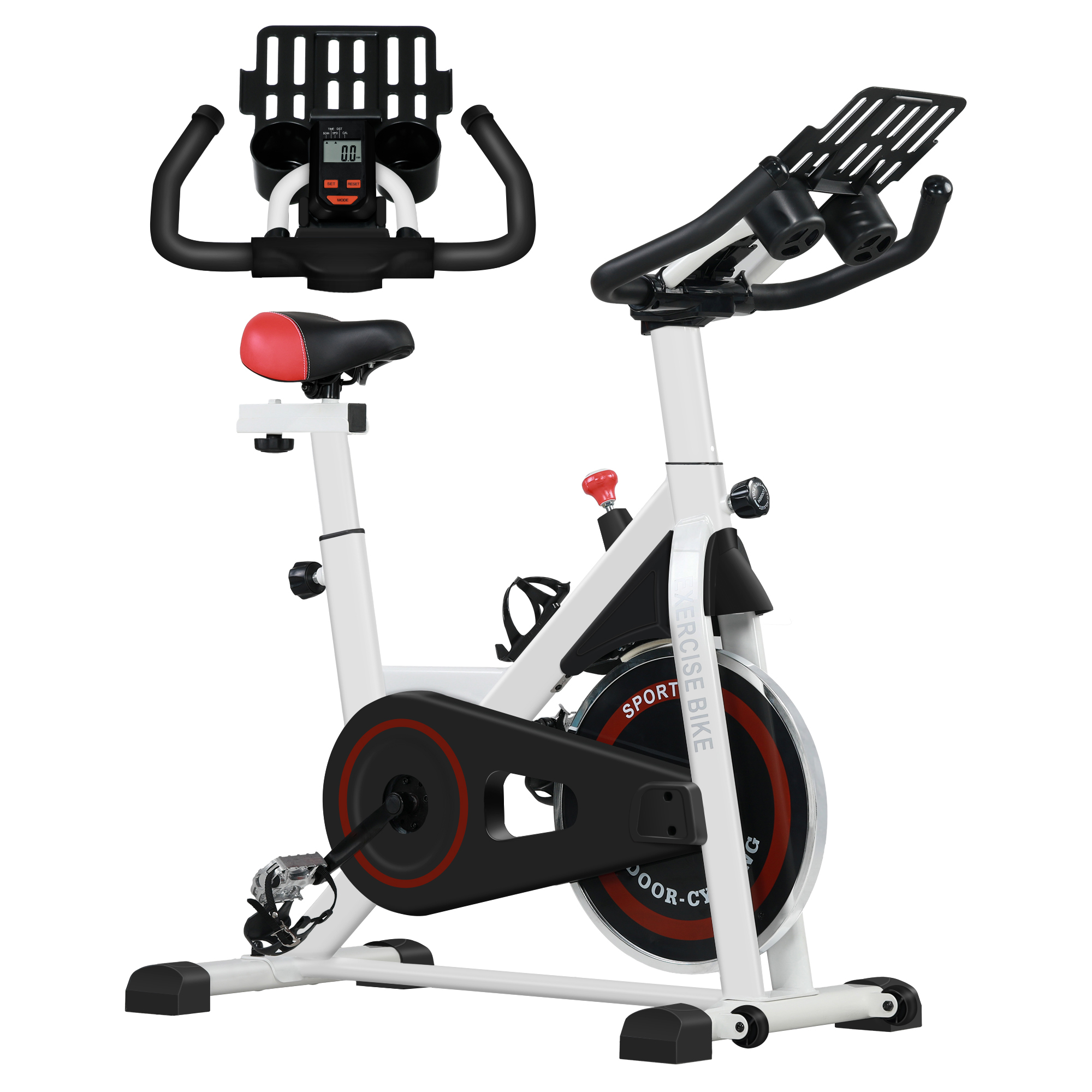 HOMCOM Ergometer, Verstelbare Weerstand, tot 120 kg, Staal, L103xB53xH100-114cm, Wit/Zwart