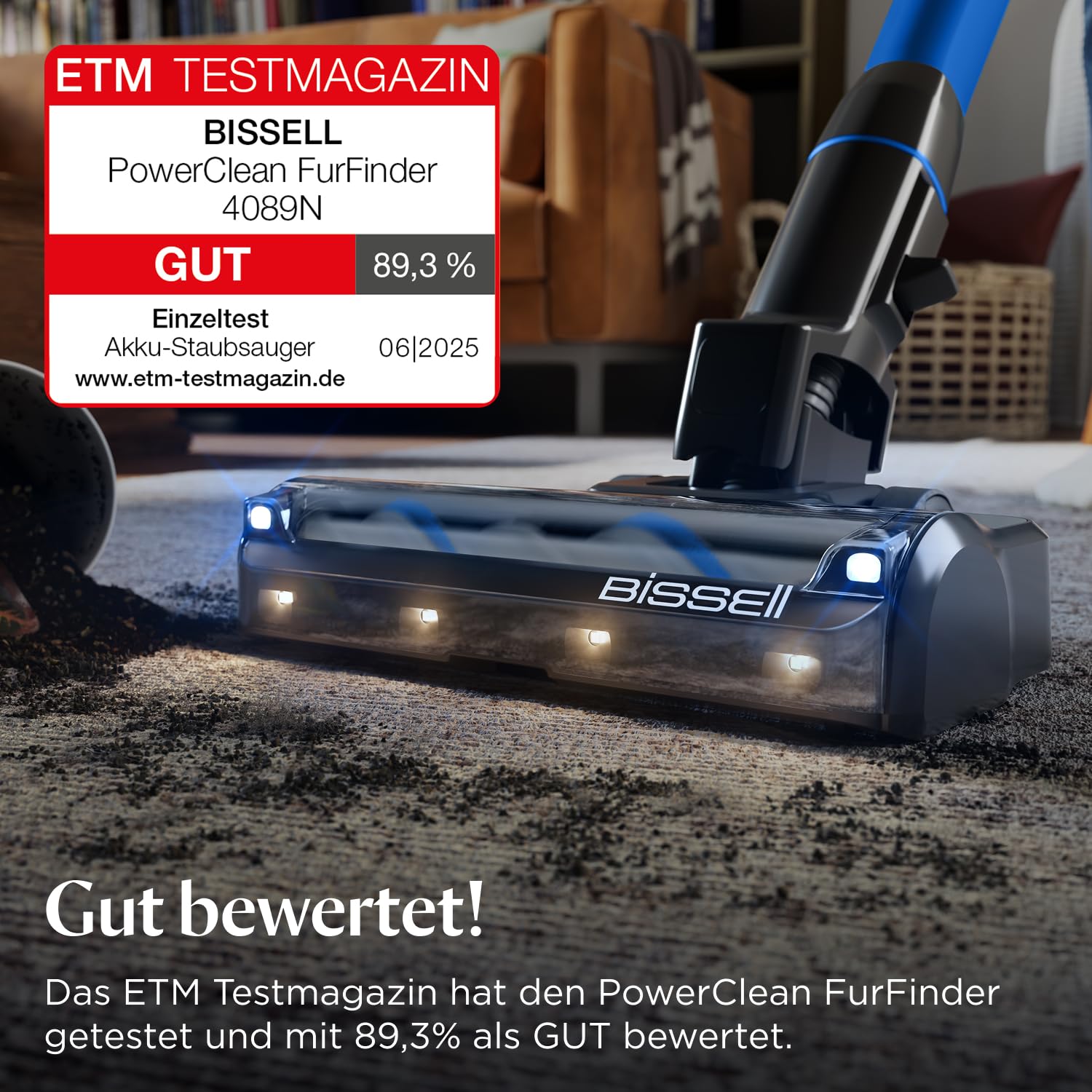 Kabelloser Staubsauger PowerClean FurFinder 200 W mit HEPA-Filter und 40 Min. Akkulaufzeit