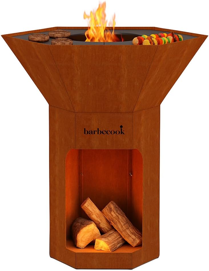 Barbecook barbecue a legna braciere da tavolo Nestor Original bbq grill in acciaio corten, 92x92x101cm