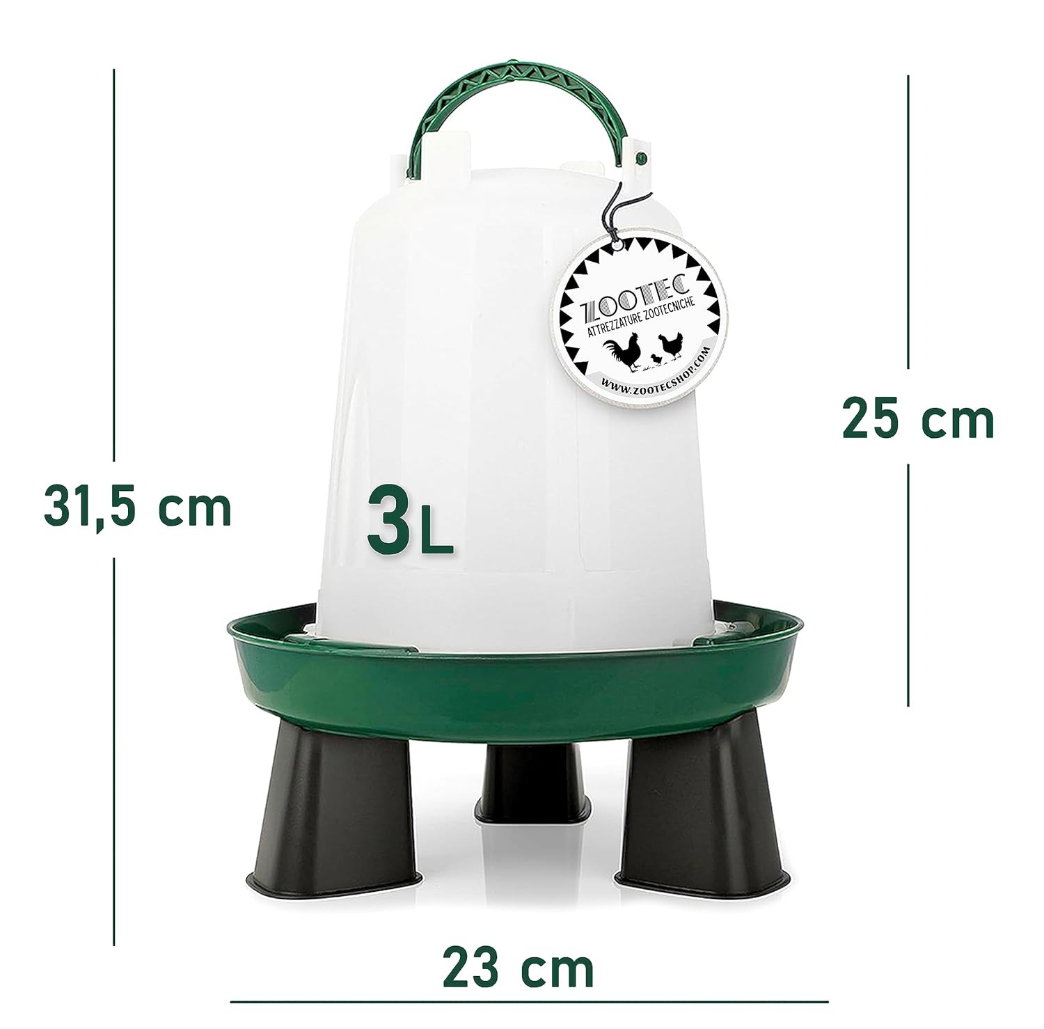 Mangiatoia per Galline 2 Kg e Abbeveratoio per Galline 3L - in Plastica Trasparente Resistente – Piedini rimovibili