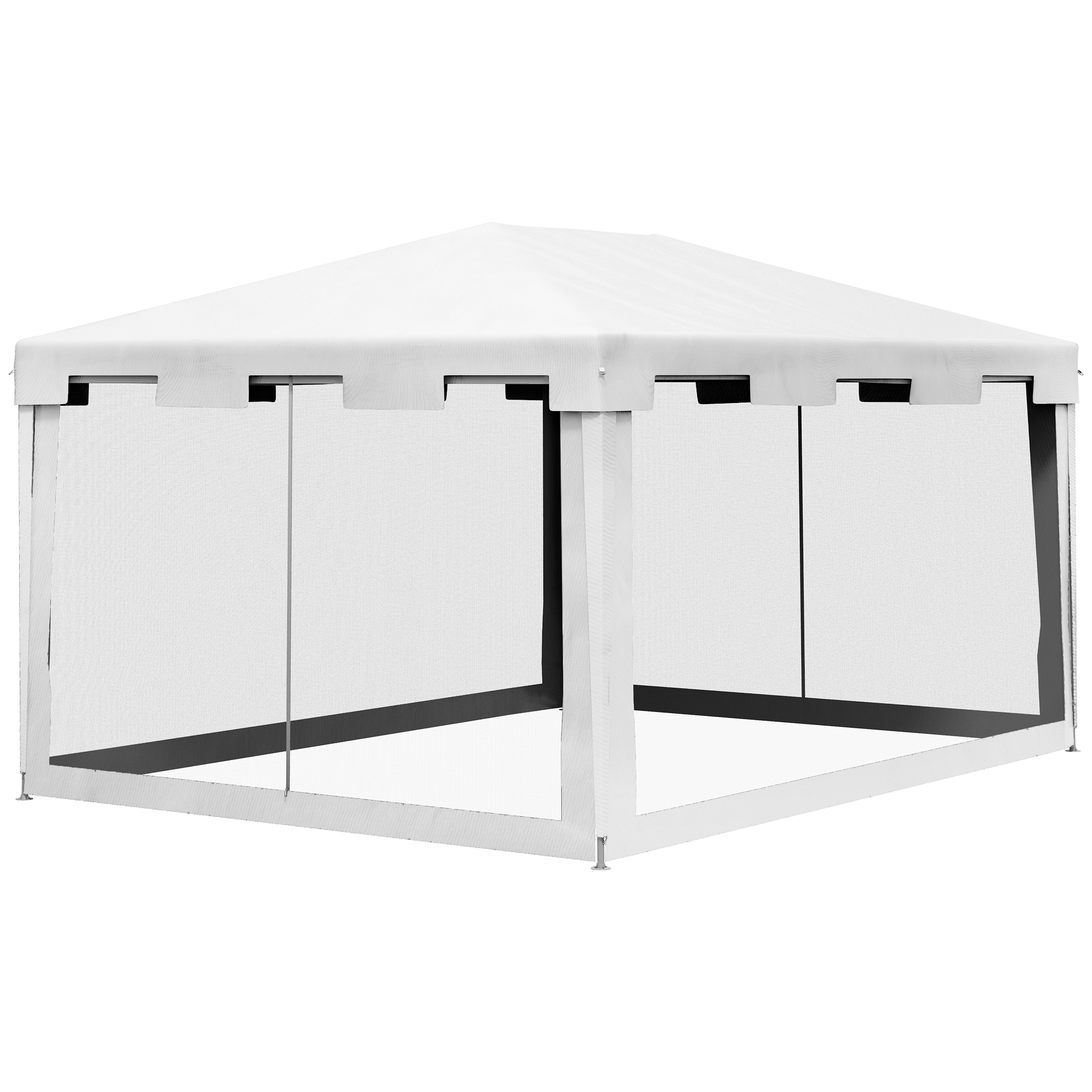 Outsunny Pavillon Gartenzelt 3 x3 m Pavillon, wetterbeständig, faltbar, 395cm x 295cm x 255 cm, Weiß