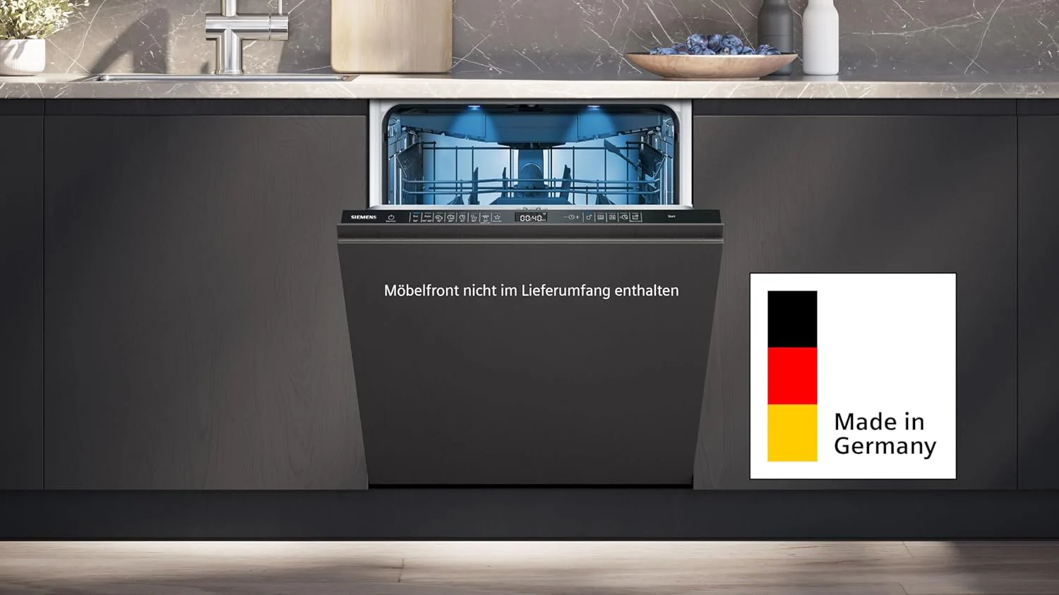 Siemens SX95EX12CE, iQ500 Smarter Geschirrsp��ler, Vollintegrierte Sp��lmaschine, 60 cm, Made in Germany, XXL, Besteckschublade, Extra leise, varioSpeed,autoOpen dry, glassZone, varioScharnier