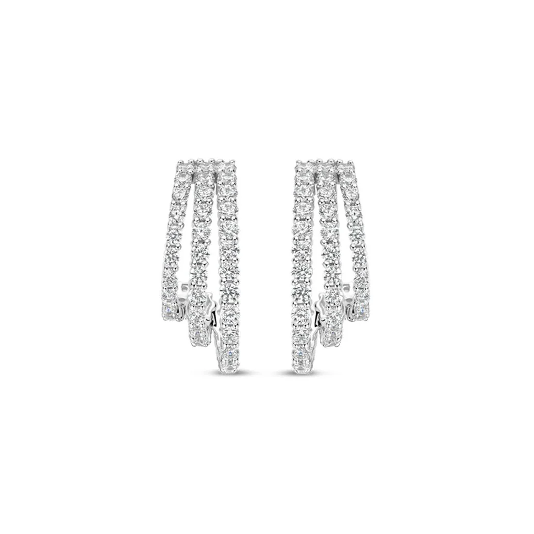 Orecchini Ti Sento Milano in argento con tripla fila di zirconi bianchi 78069ZI
