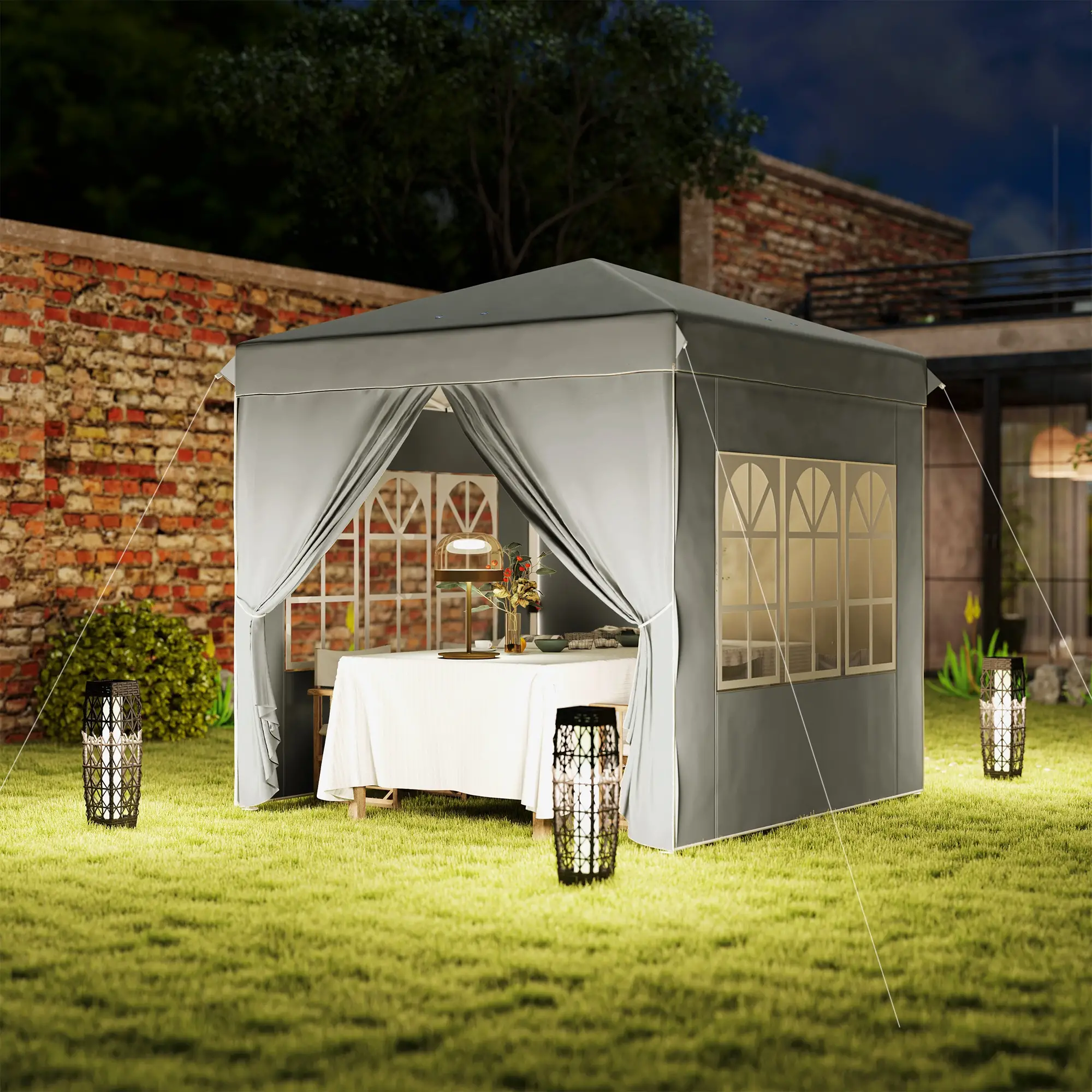 Outsunny vouwpaviljoen 2,5��2,5 m met uv-bescherming en zijwanden