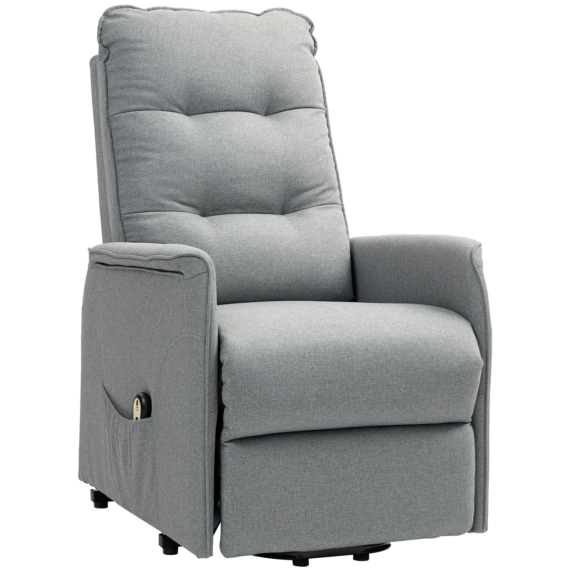 HOMCOM Aufstehsessel, Recliner-Sessel mit Aufstehhilfe, elektrischer Relaxsessel mit Fernbedienung, Seitentasche, Grau