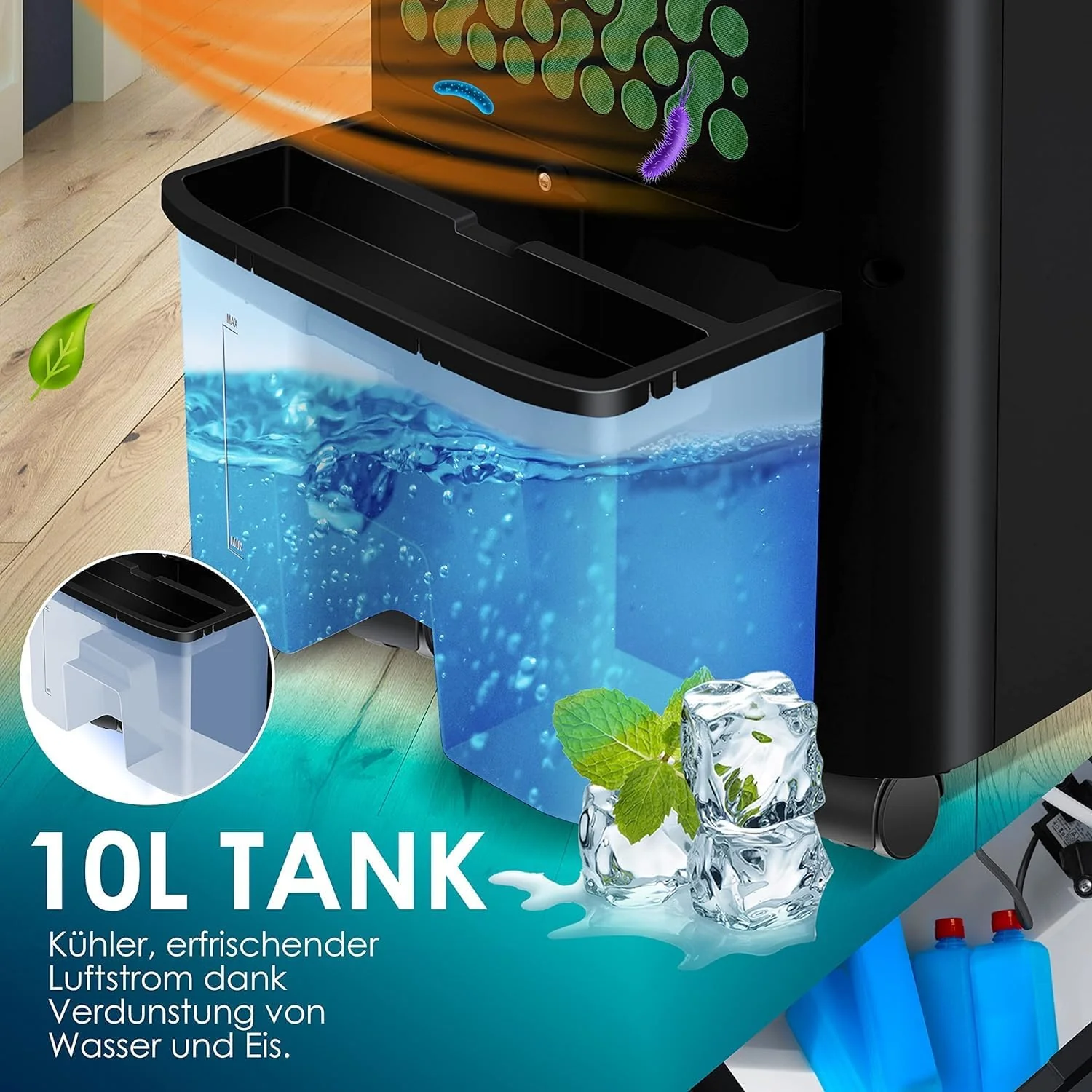 KESSER 4-in-1 Mobiele Airco | Afstandsbediening | Klimaatregelaar | Ventilator Airconditioning | Timer | 3 Niveaus | Ionisator Luchtbevochtiger | Luchtkoeler |