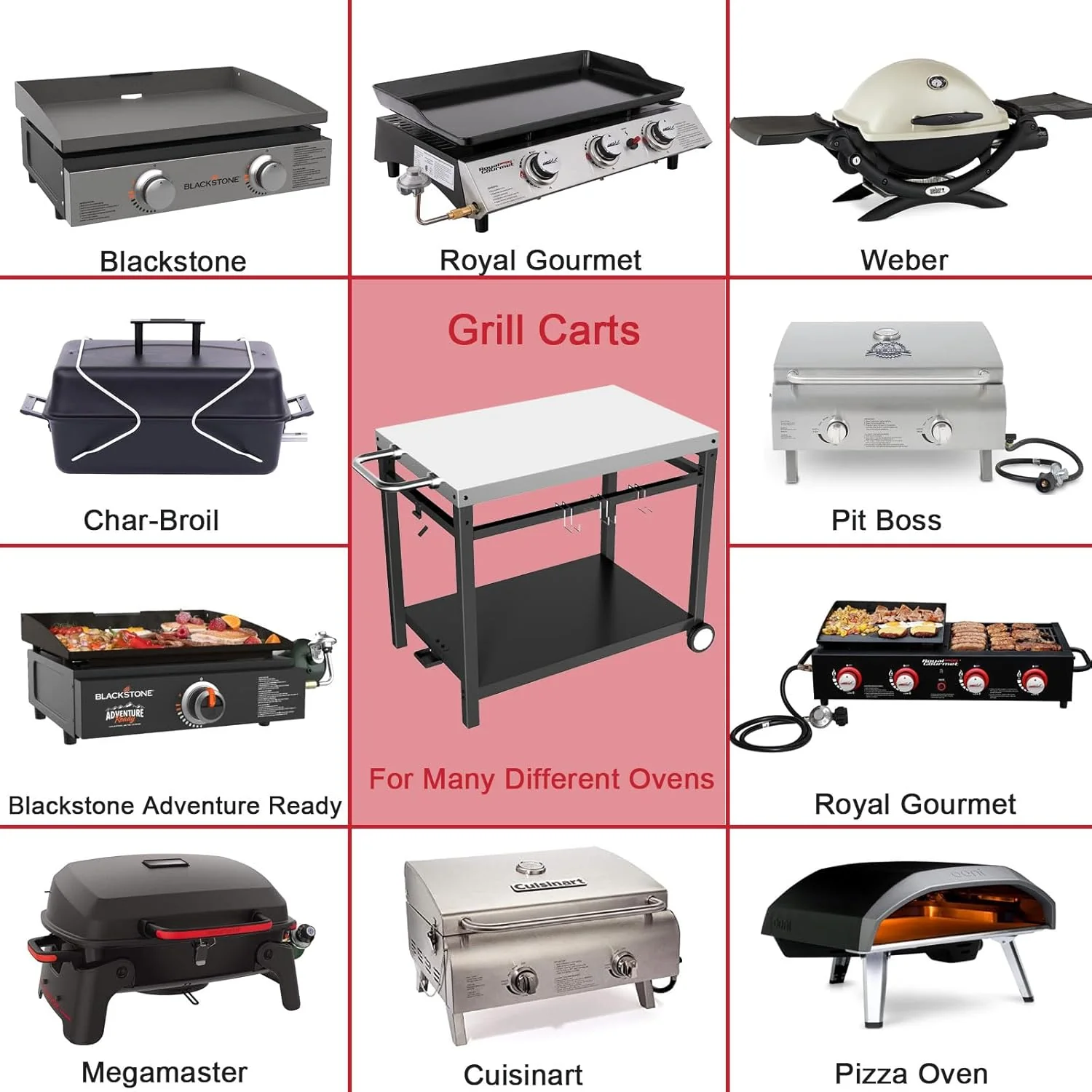 Large Foldable BBQ Grill Cart with Wheels   Stainless Steel Outdoor Dining Table