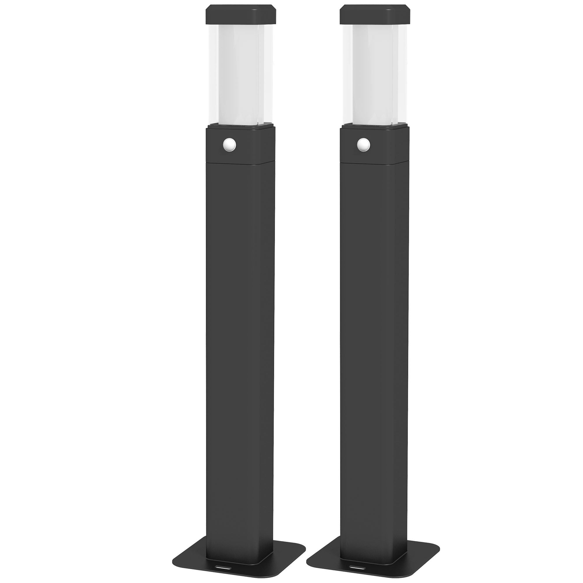 Outsunny Set von 2 Außenlampen, LED-Säulenlaterne, Wasserdicht IP65, Laterne für Wege und Auffahrten - Schwarz
