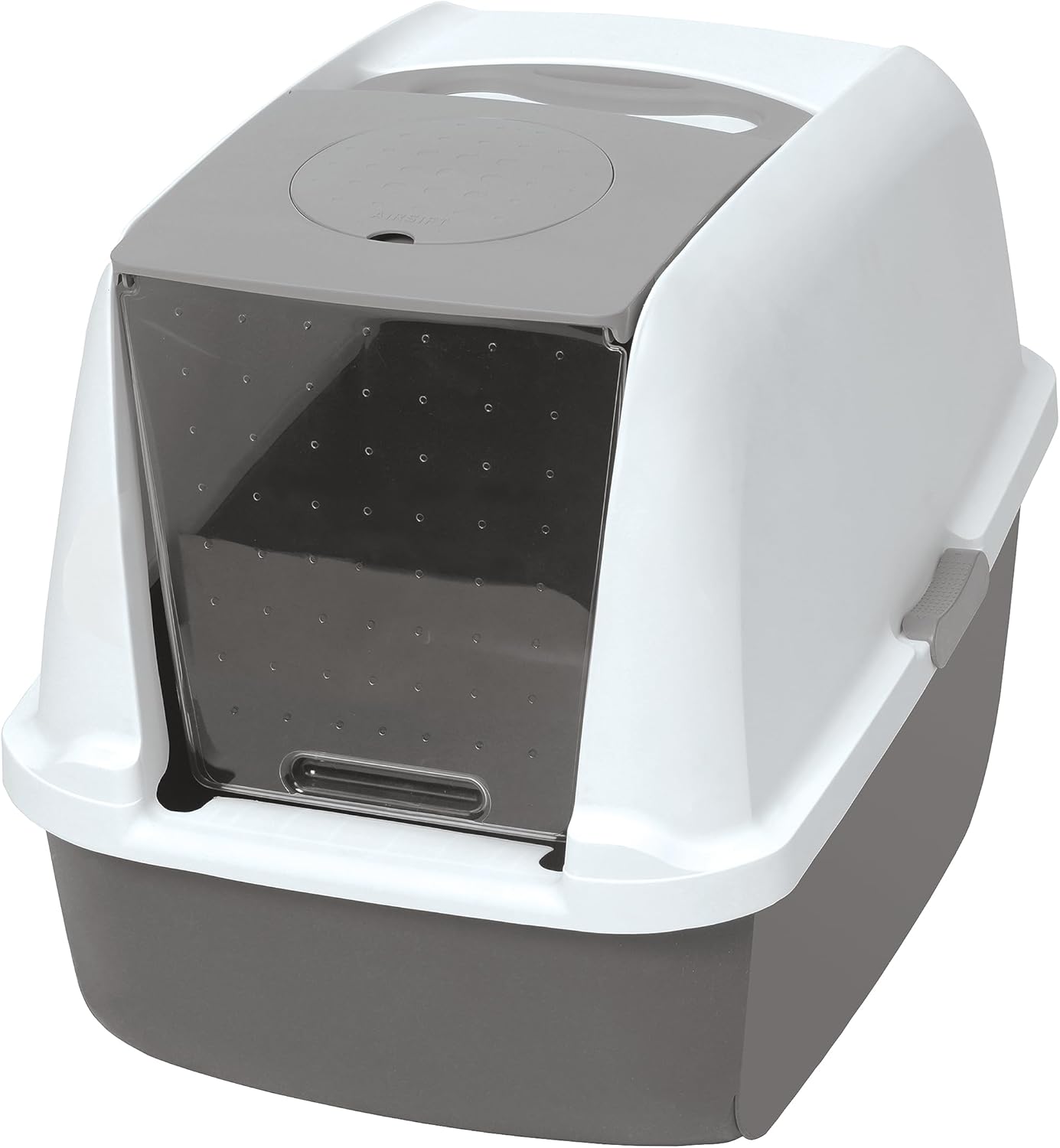 Catit 386841/92 Lettiera, con coperchio, bianco/grigio, 57 x 46,5 x 42 cm, il prodotto può variare)