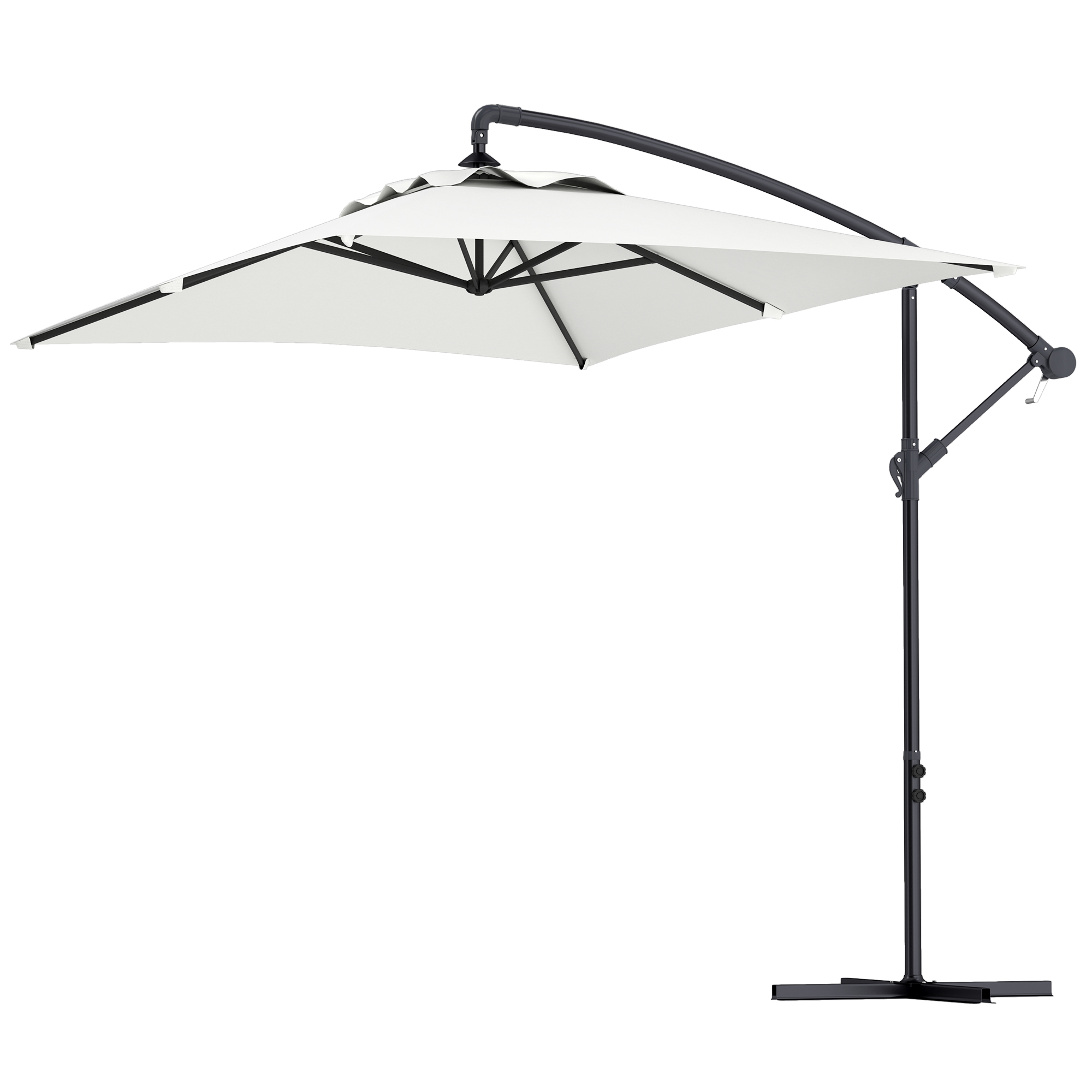 Outsunny Freischwinger-Schirm rechteckiger Außenschirm Kurbel und 6 Stahlrippen UV-Schutz 294 x 193 x 250 cm