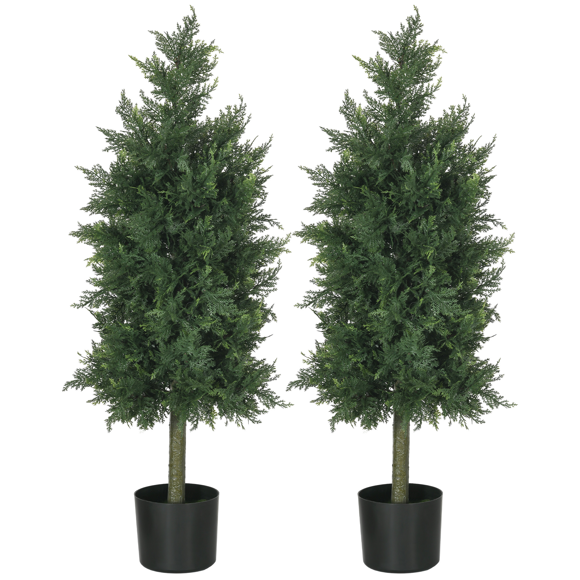 HOMCOM Set mit 2 künstlichen Zedern mit Topf, Höhe 90 cm, Nadelbaum, 38L x 12,5B x 90H cm