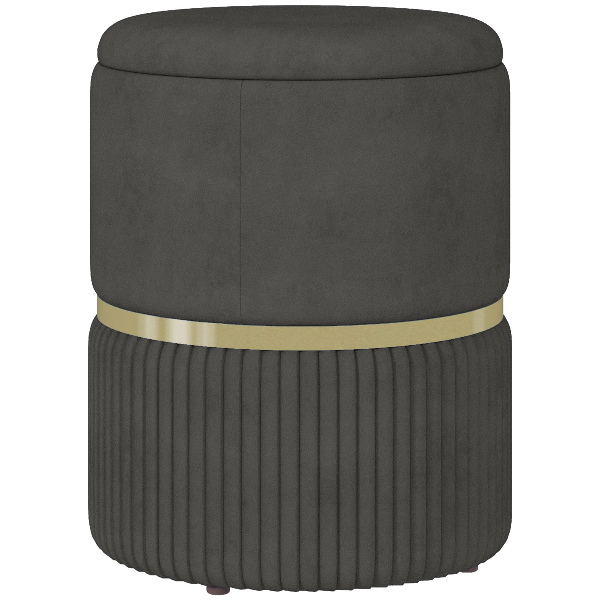 HOMCOM Fußhocker Aufbewahrungshocker aus Cord-Velours, 36 x 36 x 44 cm für Wohnzimmer Schlafzimmer Grau
