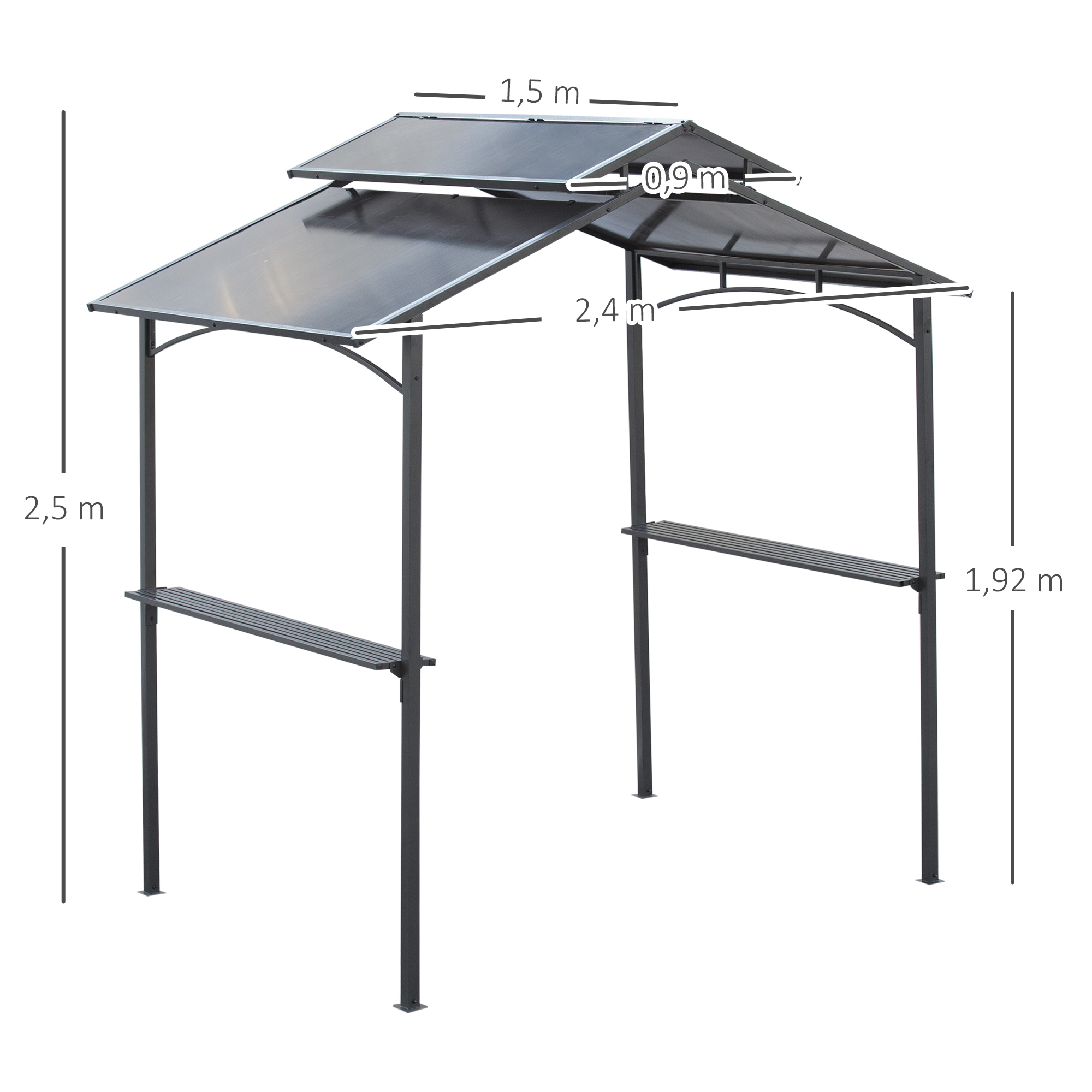 Outsunny grillpaviljoen met vlamvertragend dak