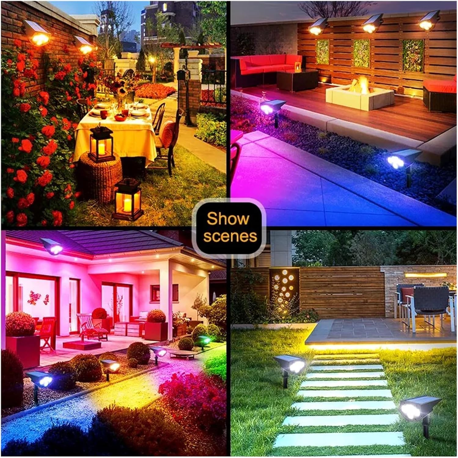 2-in-1-Strahler, wasserdicht, verstellbar, für Außenbereich, Terrasse, Weg, Garten, Auffahrt, hell, energieeffizient, warmweiß, 4 Stück